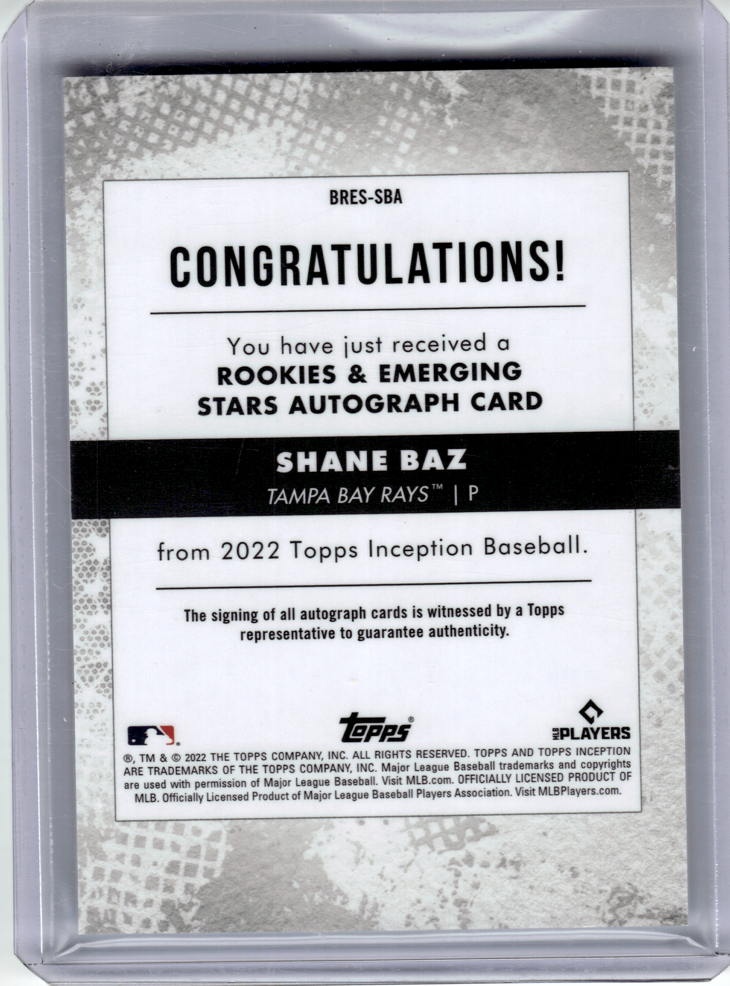 2022 Topps Inception Baseball—Shane Baz #BRES-SBA RC 45/75