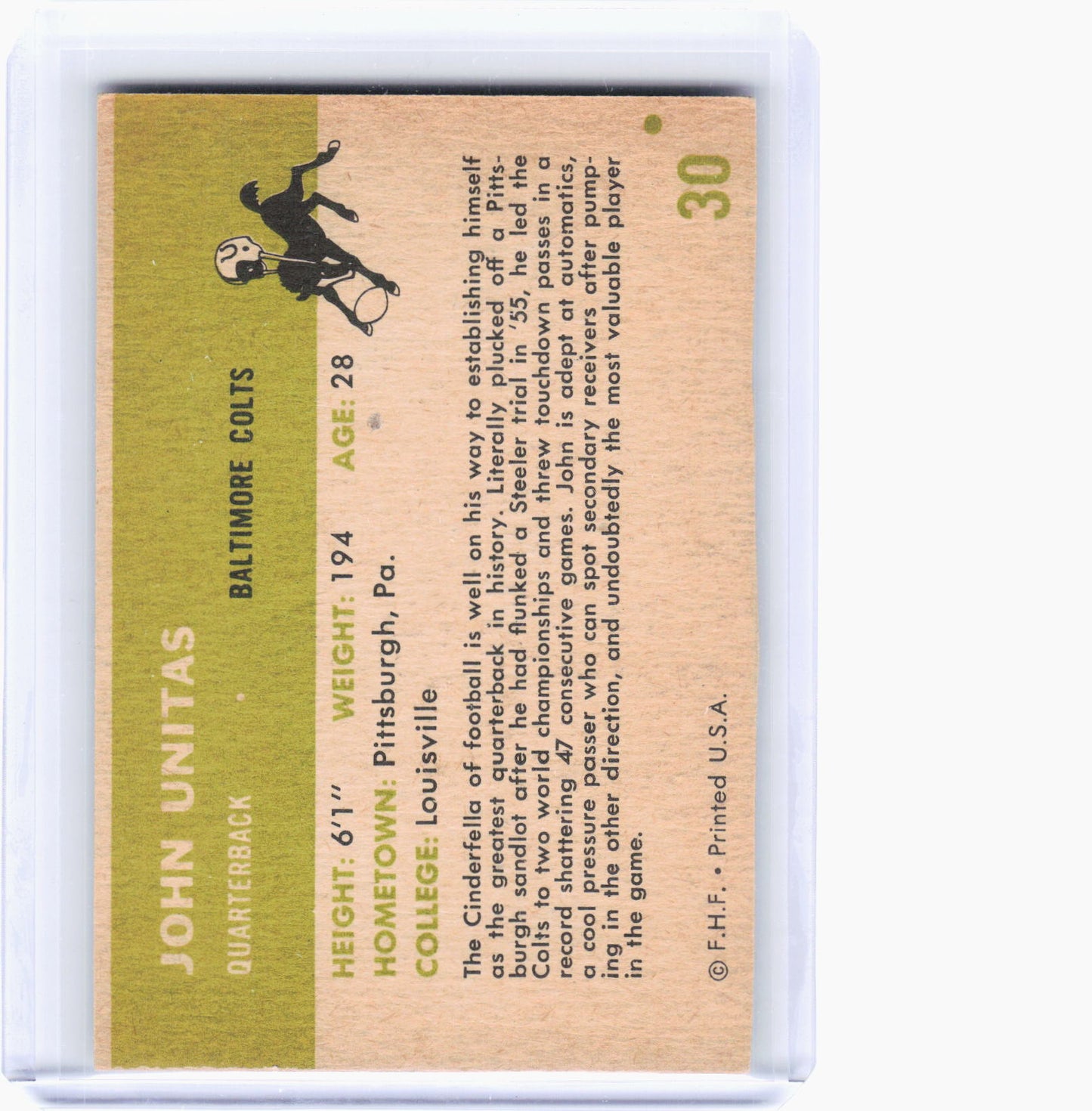 Topps 1961 Topps Football—John Unitas #30 —Very Good