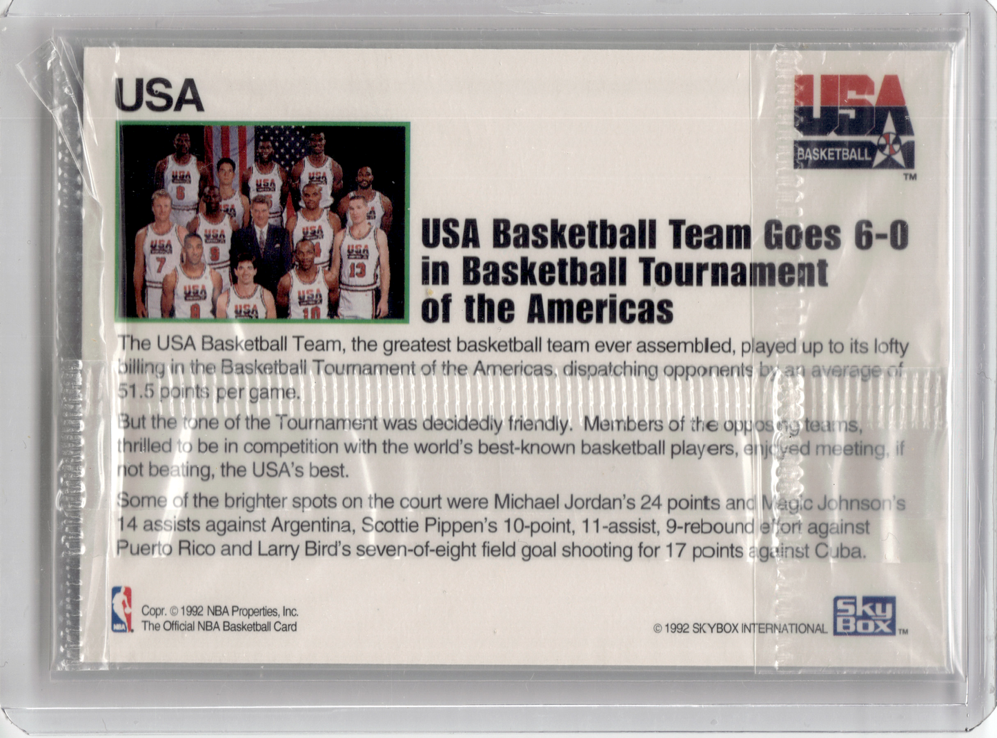 1992 SkyBox NBA Hoops USA Basketball Basketball—USA Basketball Team 547 (Sealed)