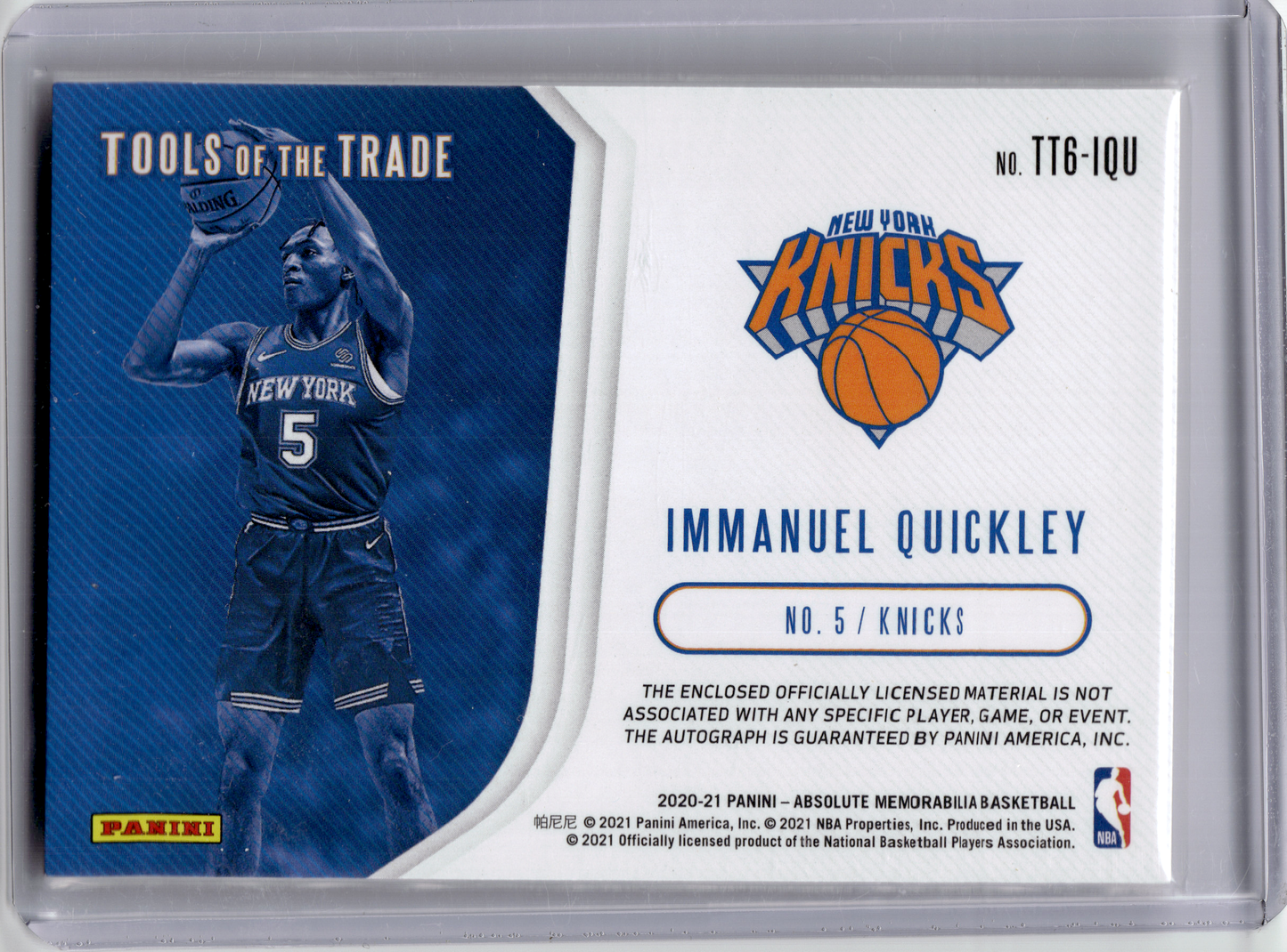 2021 Panini Absolute Memorabilia Tools of the Trade—I. Quickley #TT6-IQU 070/199