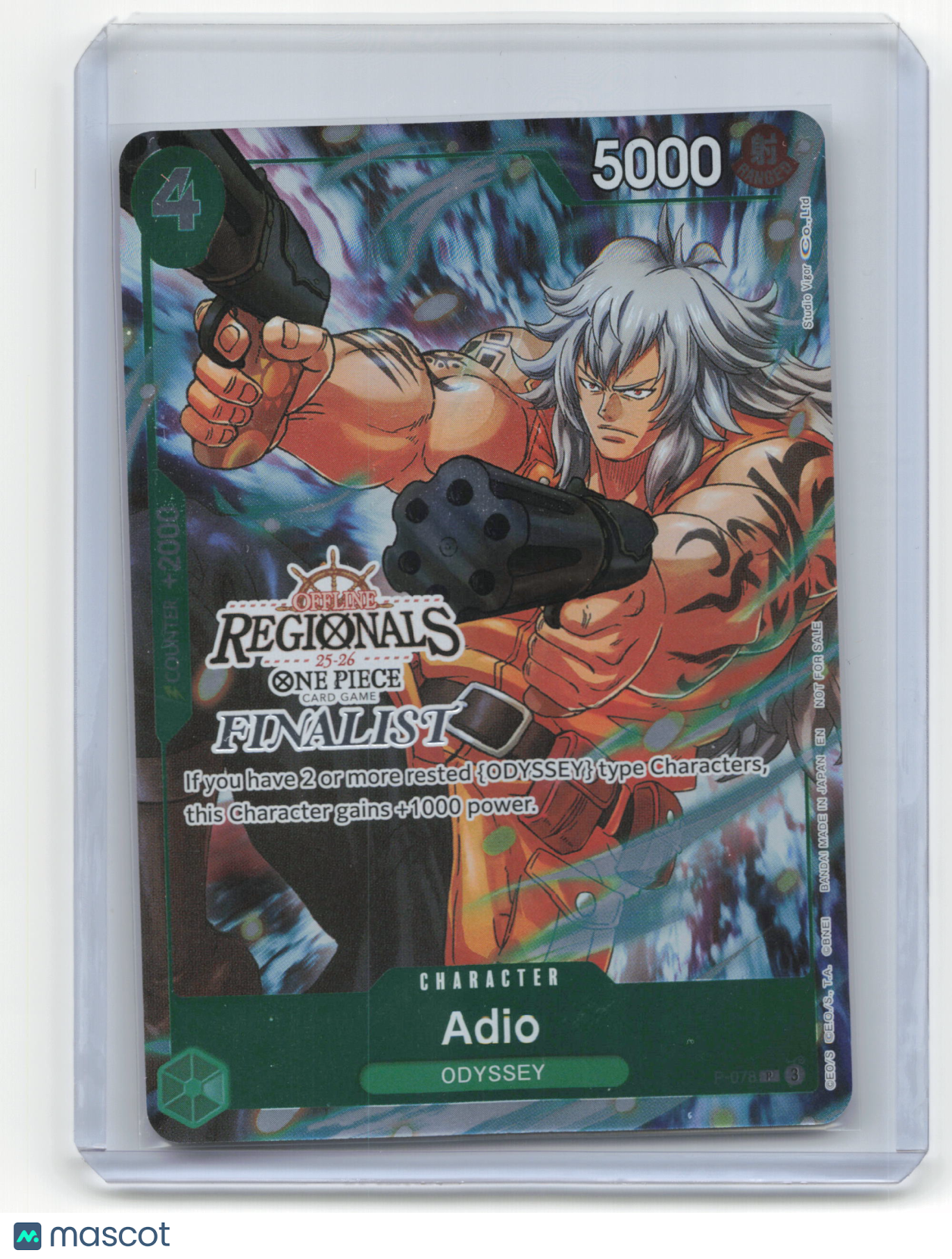 One Piece Card Game Adio 2023 Bandai One Piece Regional Finalist #p-078 Regional Finalist Promo
