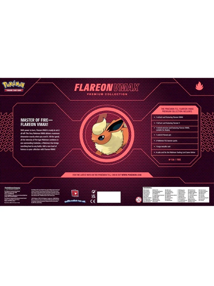 2021 Pokemon Sword & Shield Flareon VMAX Premium Collection Box - Papa Joey's Collectibles