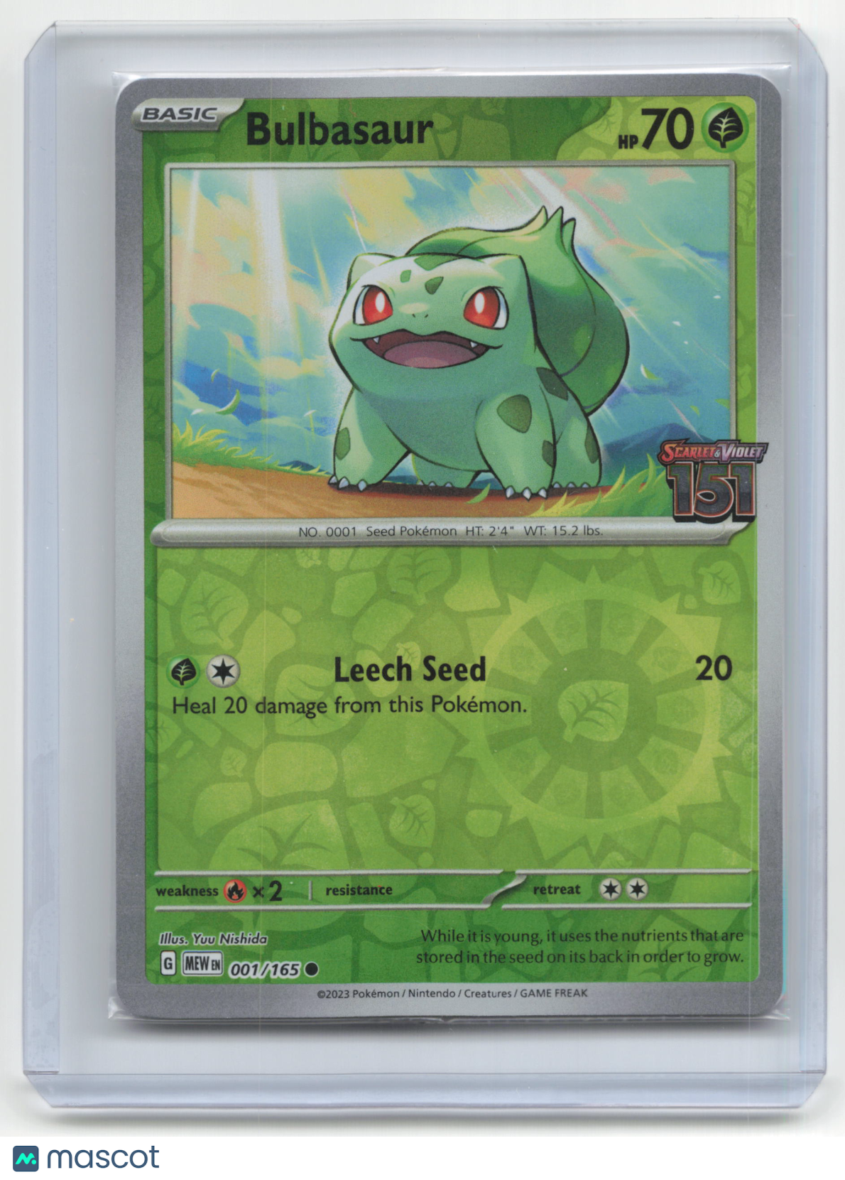 2023 Pokemon TCG Bulbasaur Pokemon 151 #001/165 Stamped