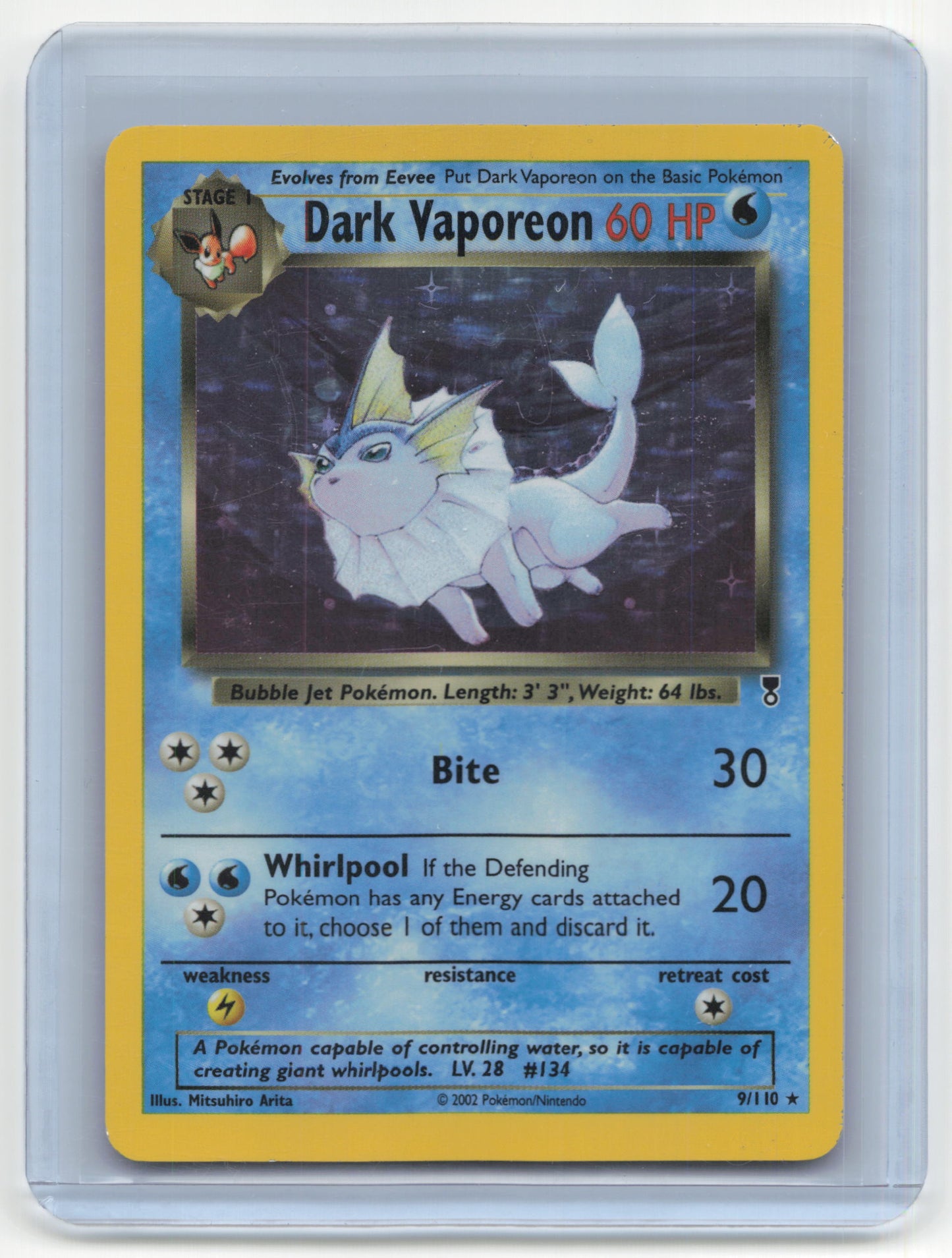 2002 Pokemon TCG Dark Vaporeon Legendary Collection #9/110 Mod Played Holo
