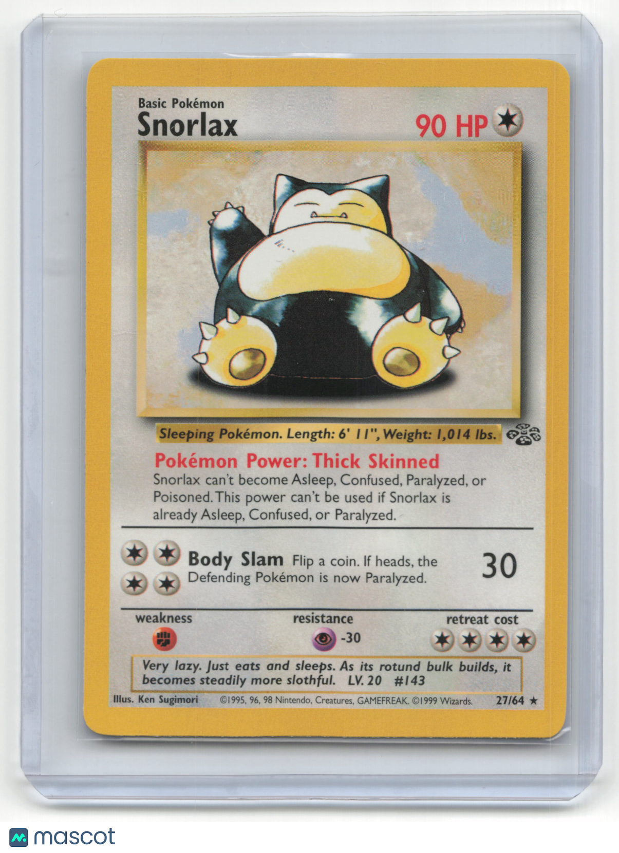 1999 Pokemon TCG Snorlax Jungle #27/64 Basic Lightly Played