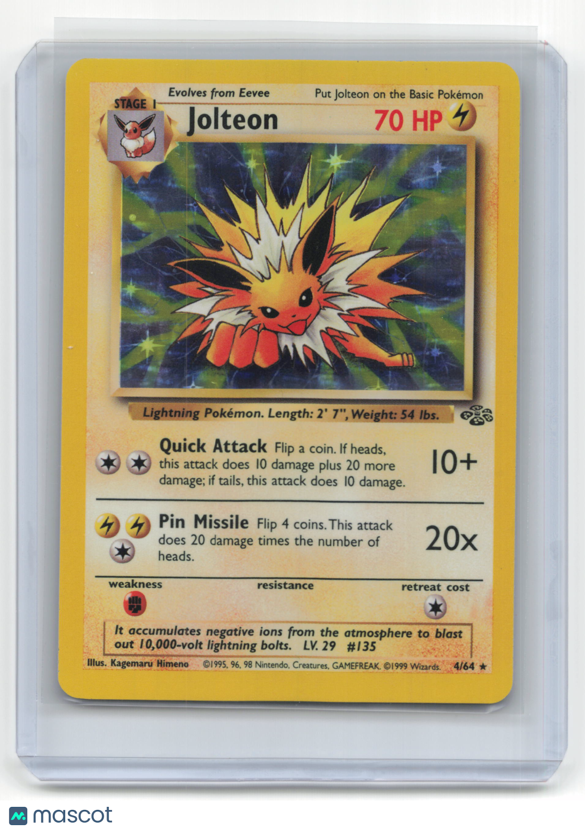 1999 Pokemon TCG Jolteon Jungle #4/64 Lightly Played Holo