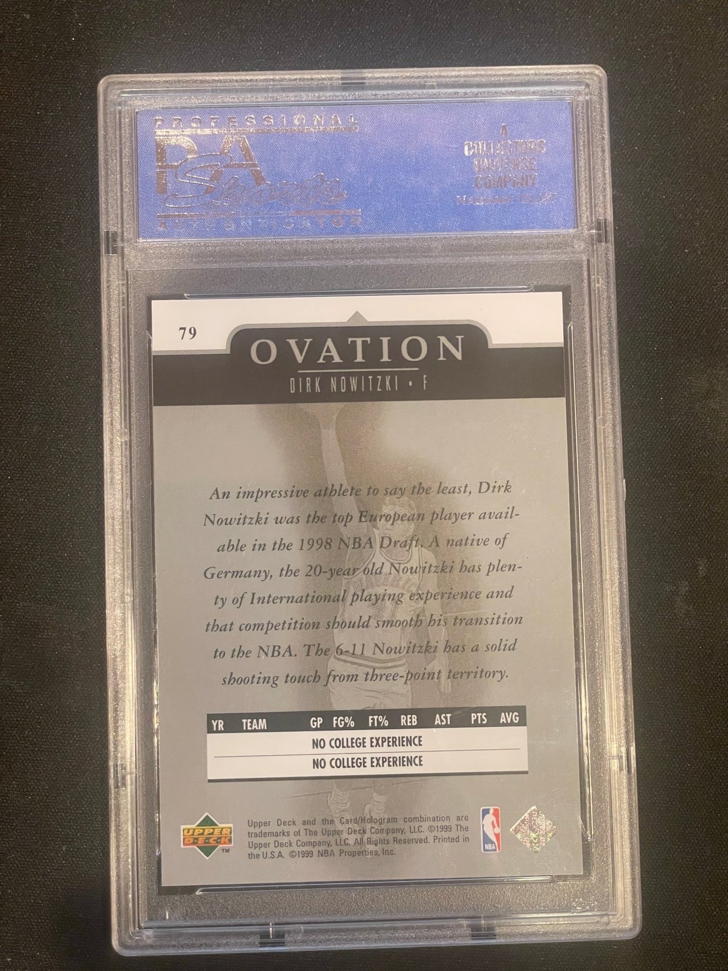 1998 Upper Deck Ovation Basketball Dirk Nowitzki #79 PSA 9