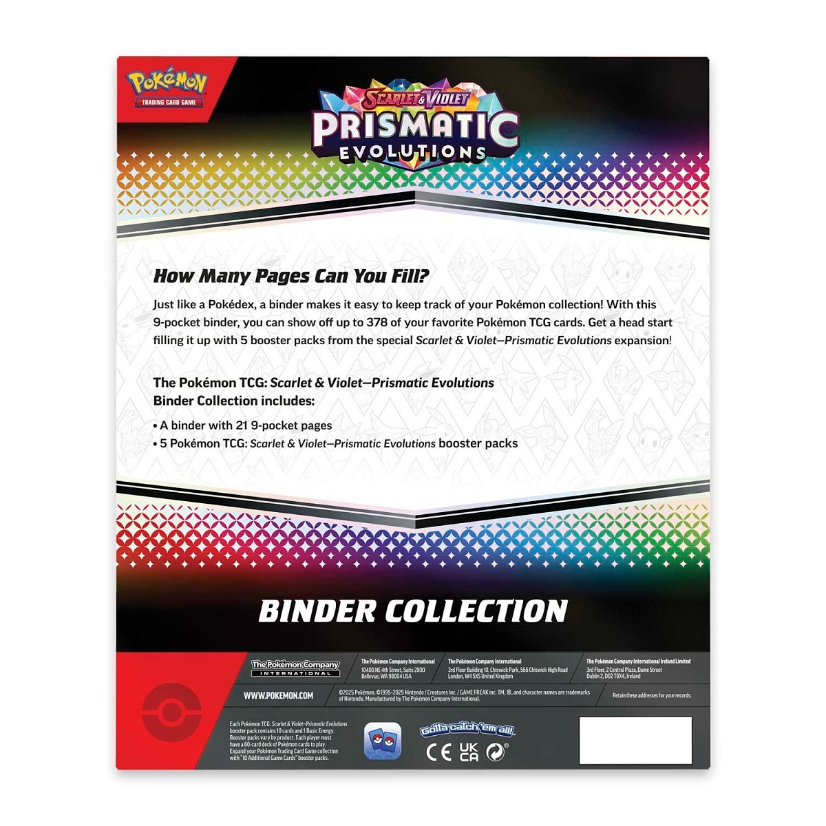 2025 Pokemon Scarlet & Violet Prismatic Evolutions Binder Collection