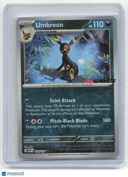 2023 Pokemon Umbreon Scarlet & Violet - Obsidian Flames #130/197 Stamped