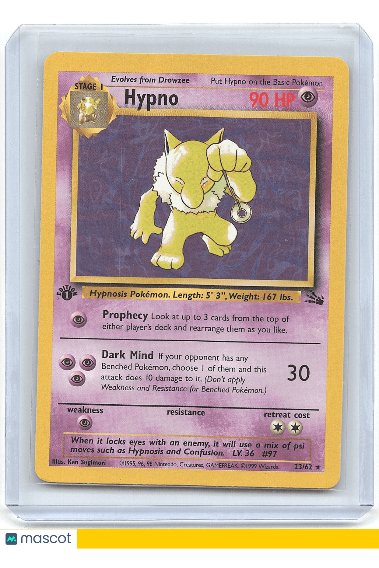 Hypno 1999 Pokemon Fossil #23/62 1st Edition