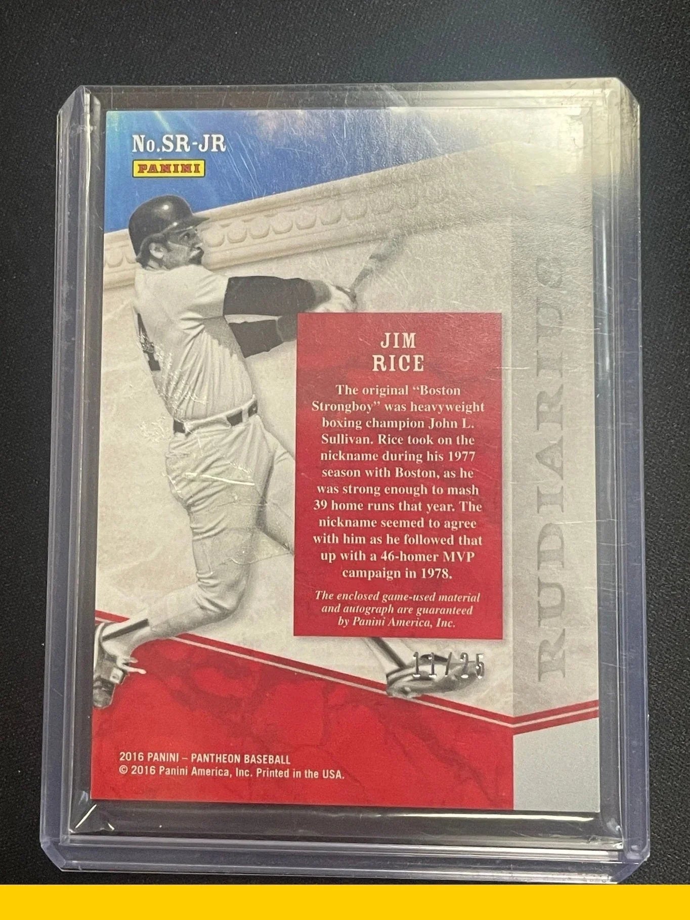 2016 Pantheon Baseball Jim Rice Autograph Relic /25 - Papa Joey's Collectibles
