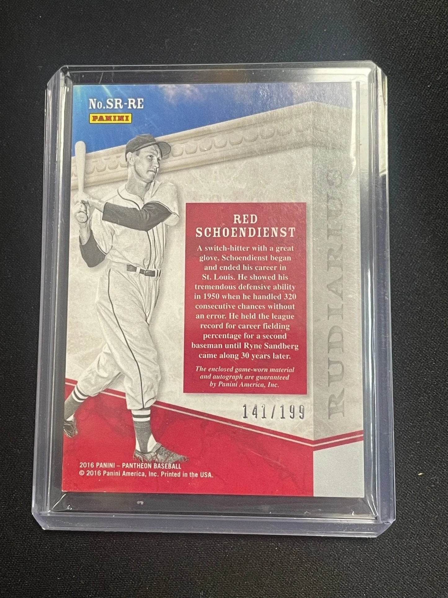 2016 Pantheon Baseball Red Schoendienst Autograph Relic #/199 - Papa Joey's Collectibles