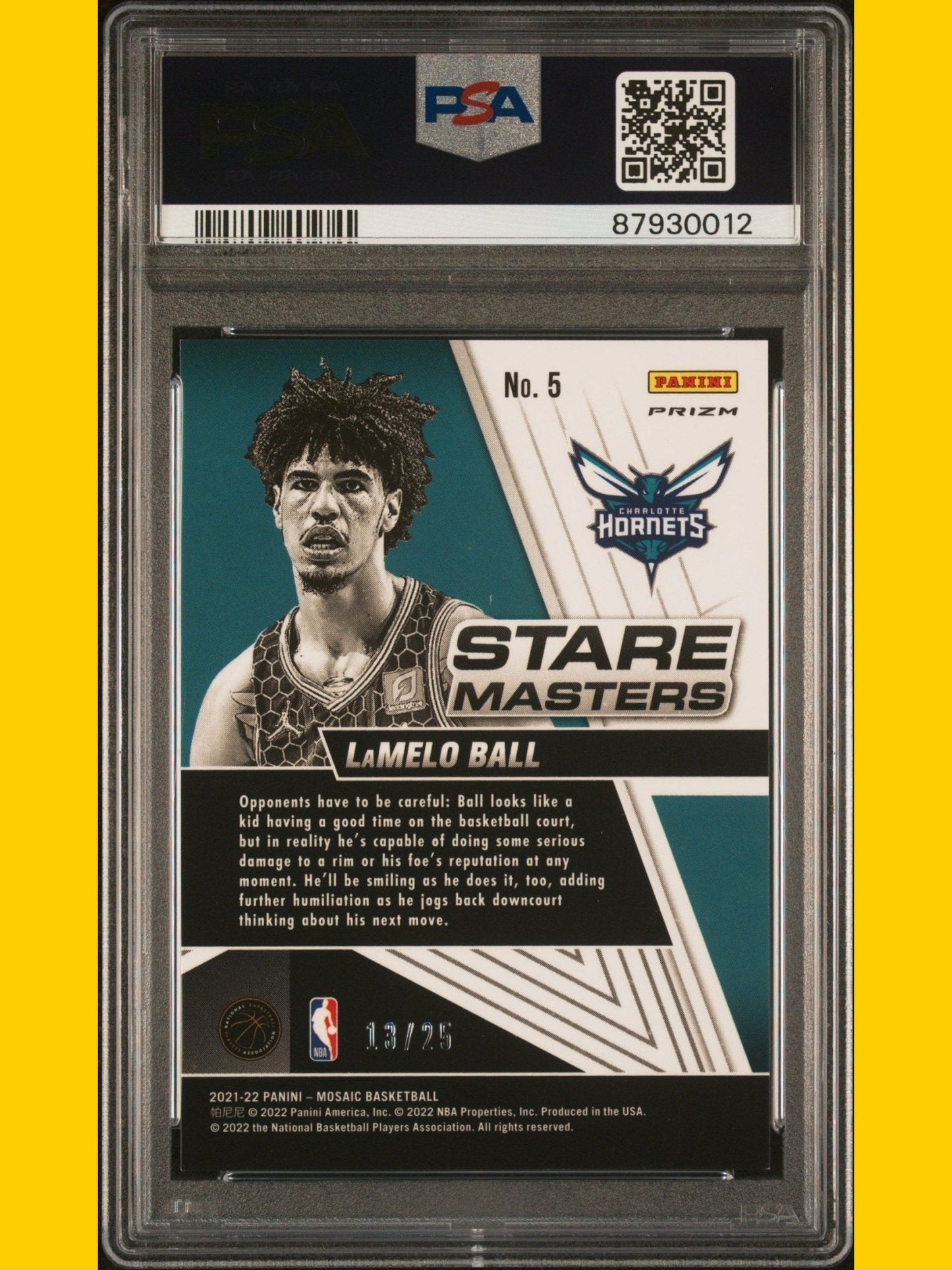 2021 Panini Mosaic Stare Masters Lamelo Ball #5 PSA 9