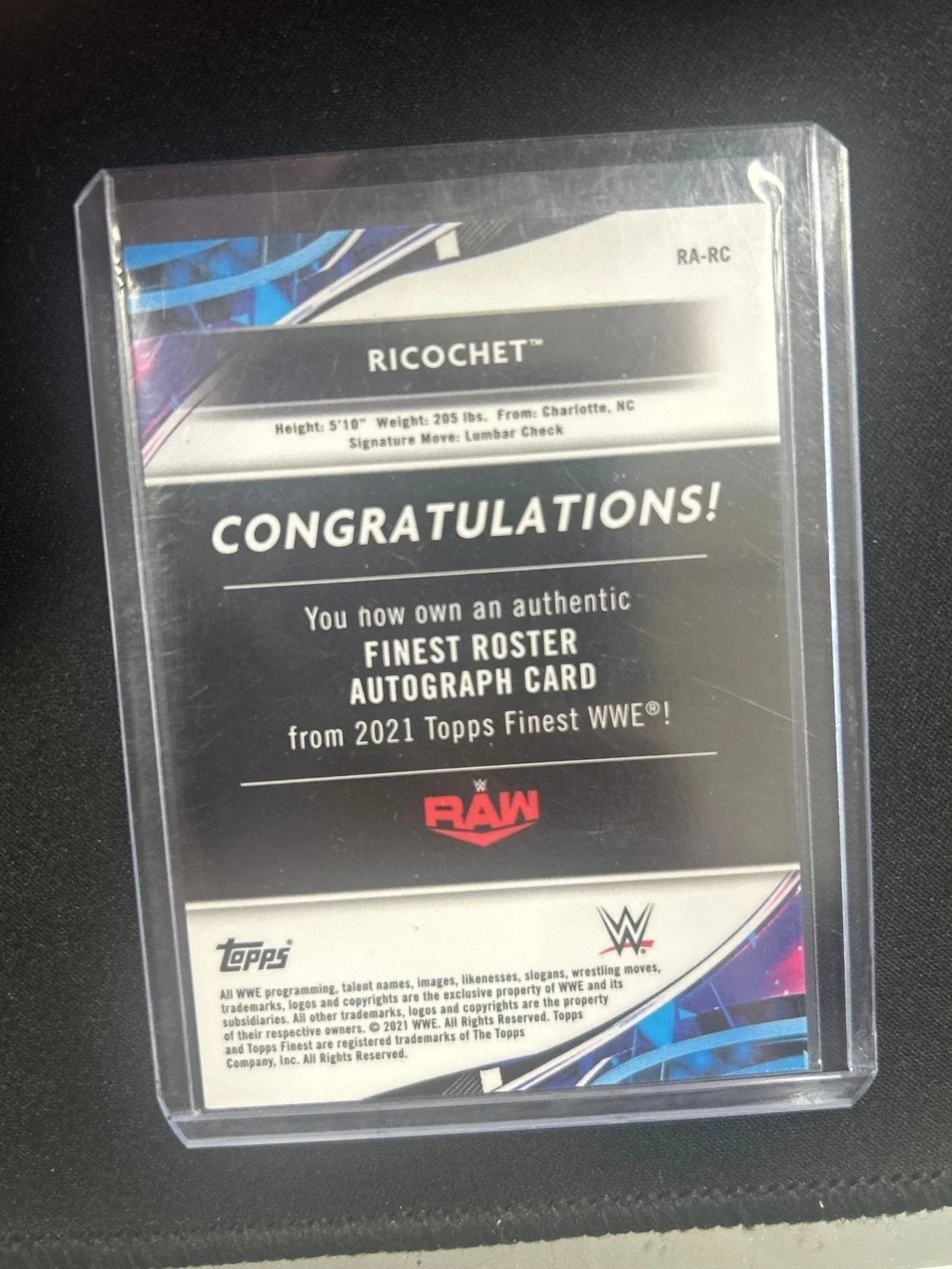 2021 WWE Wrestling Ricochet Autograph #RA-RC - Papa Joey's Collectibles