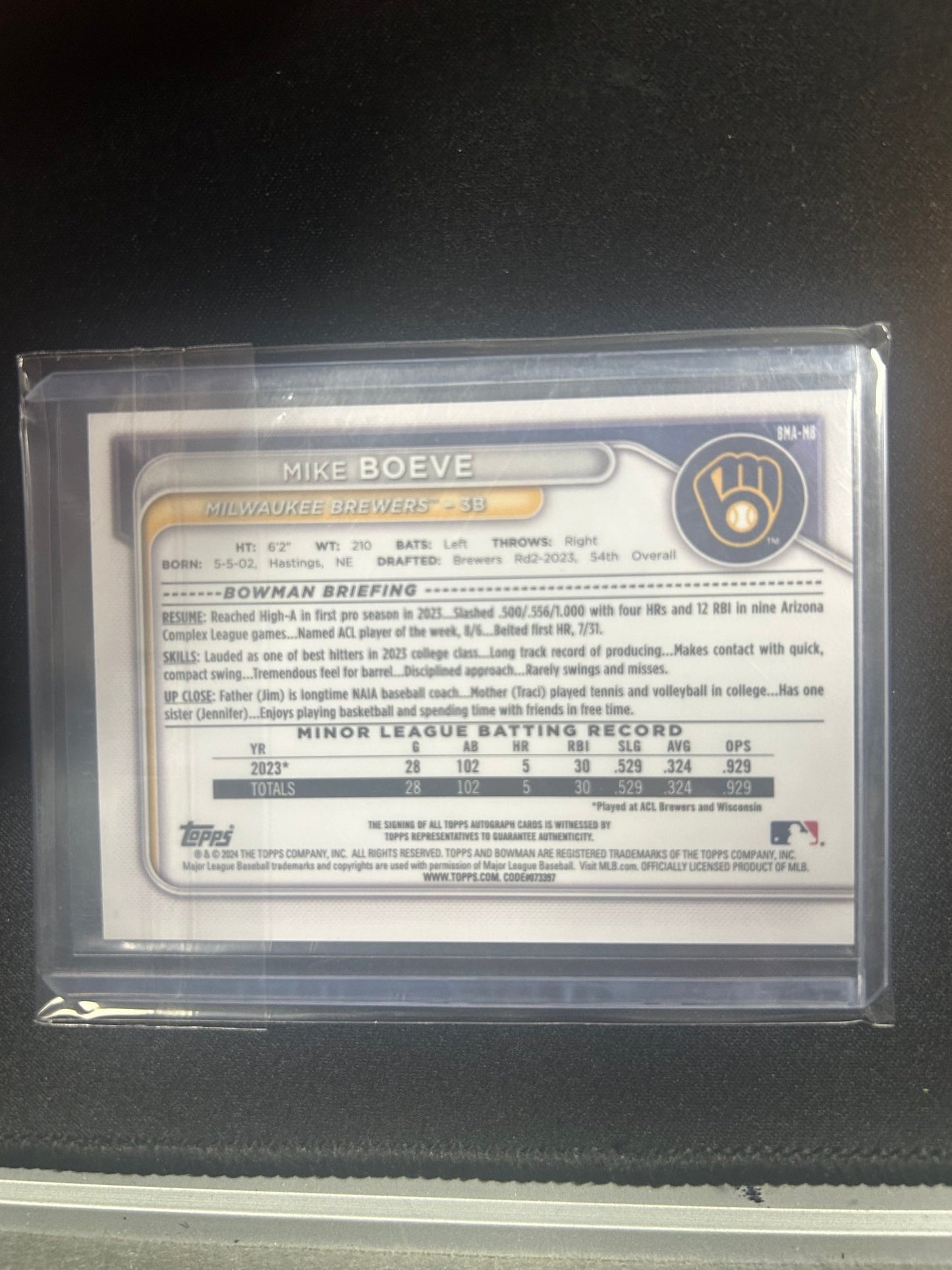 2023 Chrome Baseball Mike Boeve Autograph /199 #BMA-MB