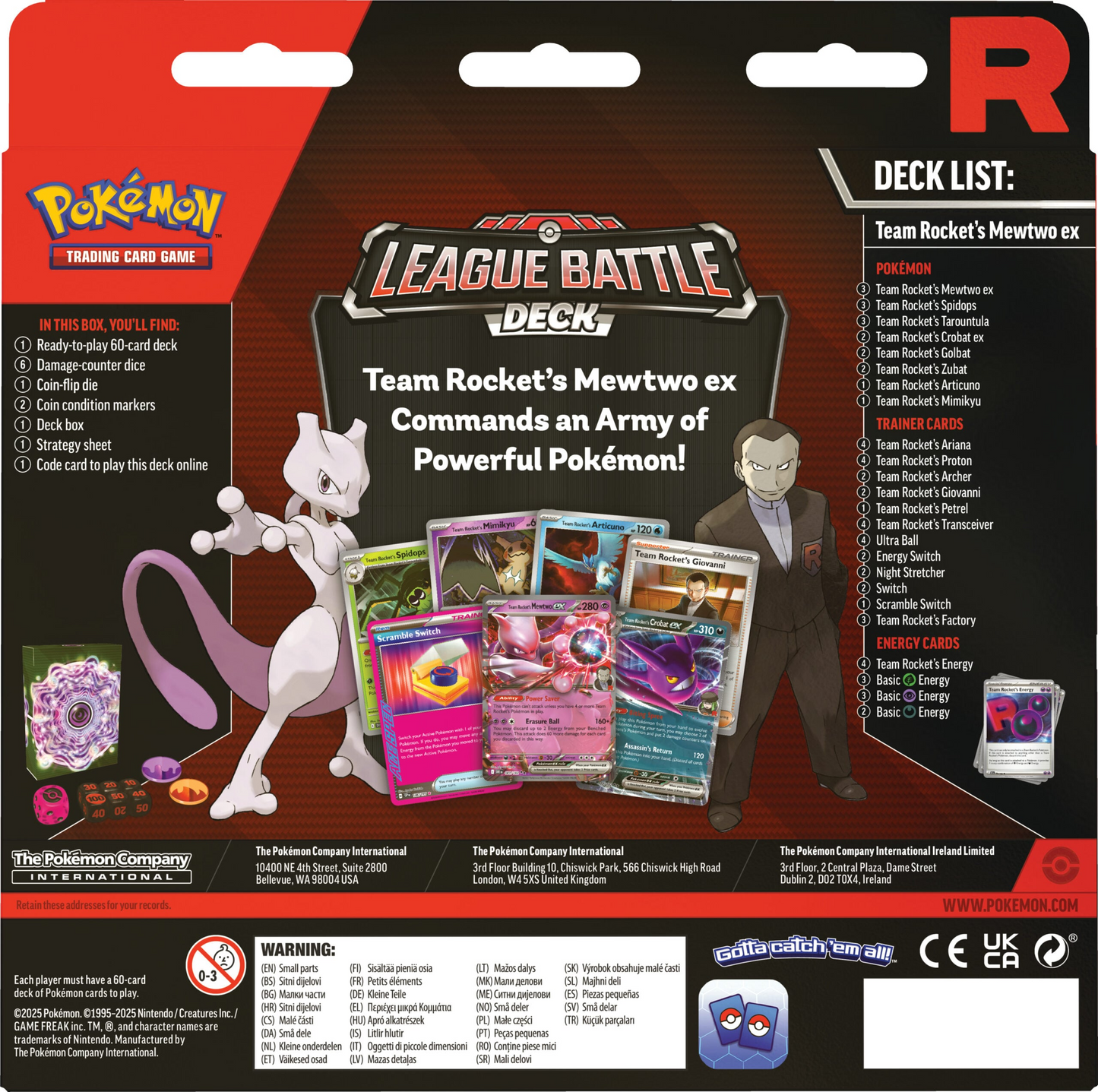 2025 Pokémon TCG: Team Rocket's Mewtwo ex League Battle Deck