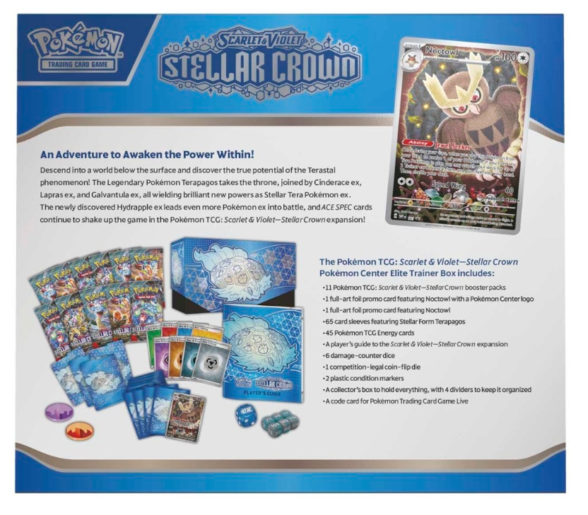 2024 Pokemon Scarlet & Violet Stellar Crown Pokemon Center Elite Trainer Box