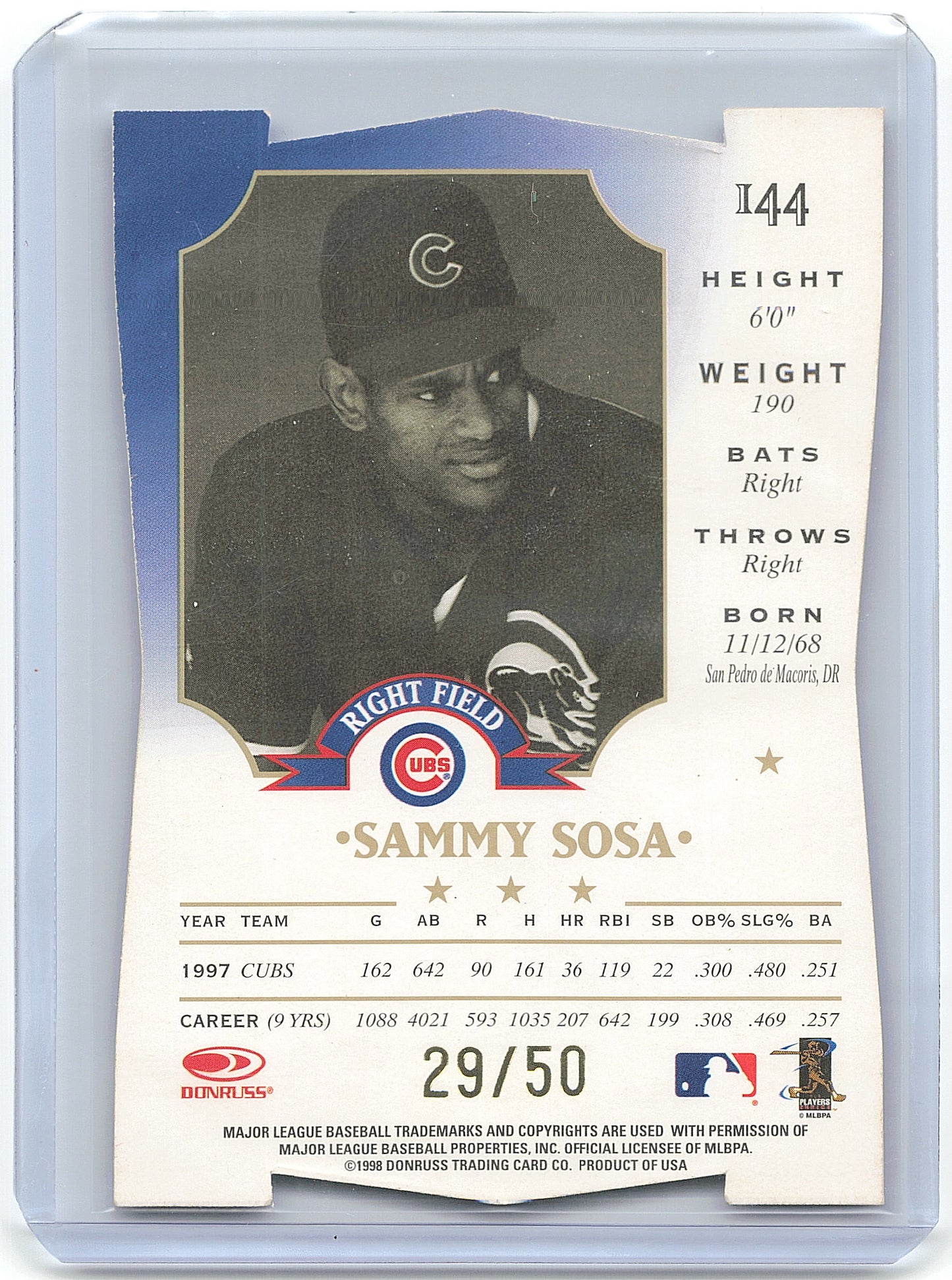1997 Donruss Preferred Baseball Sammy Sosa Die-Cut #144