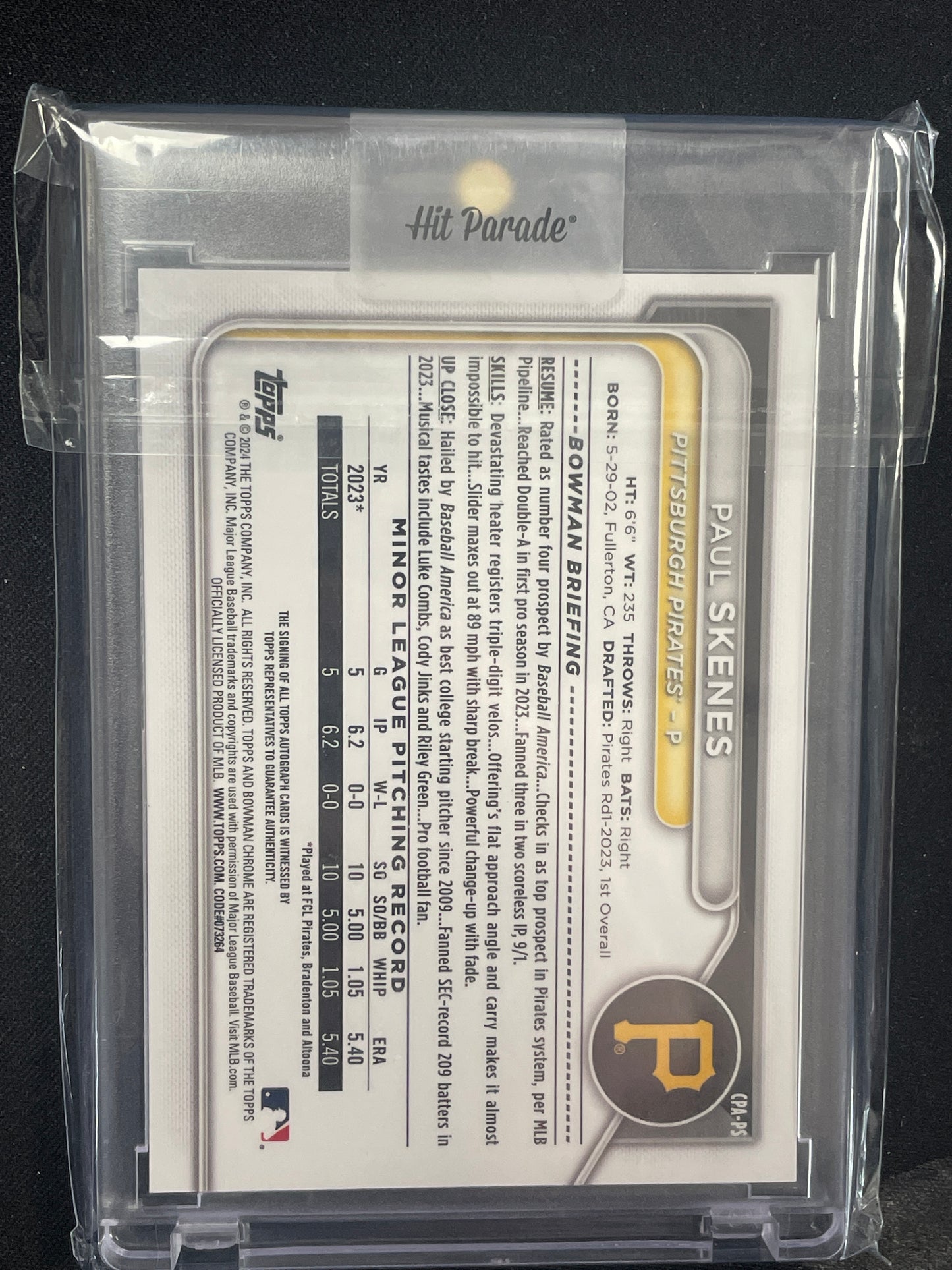 2023 Bowman Chrome Baseball Paul Skenes Autograph