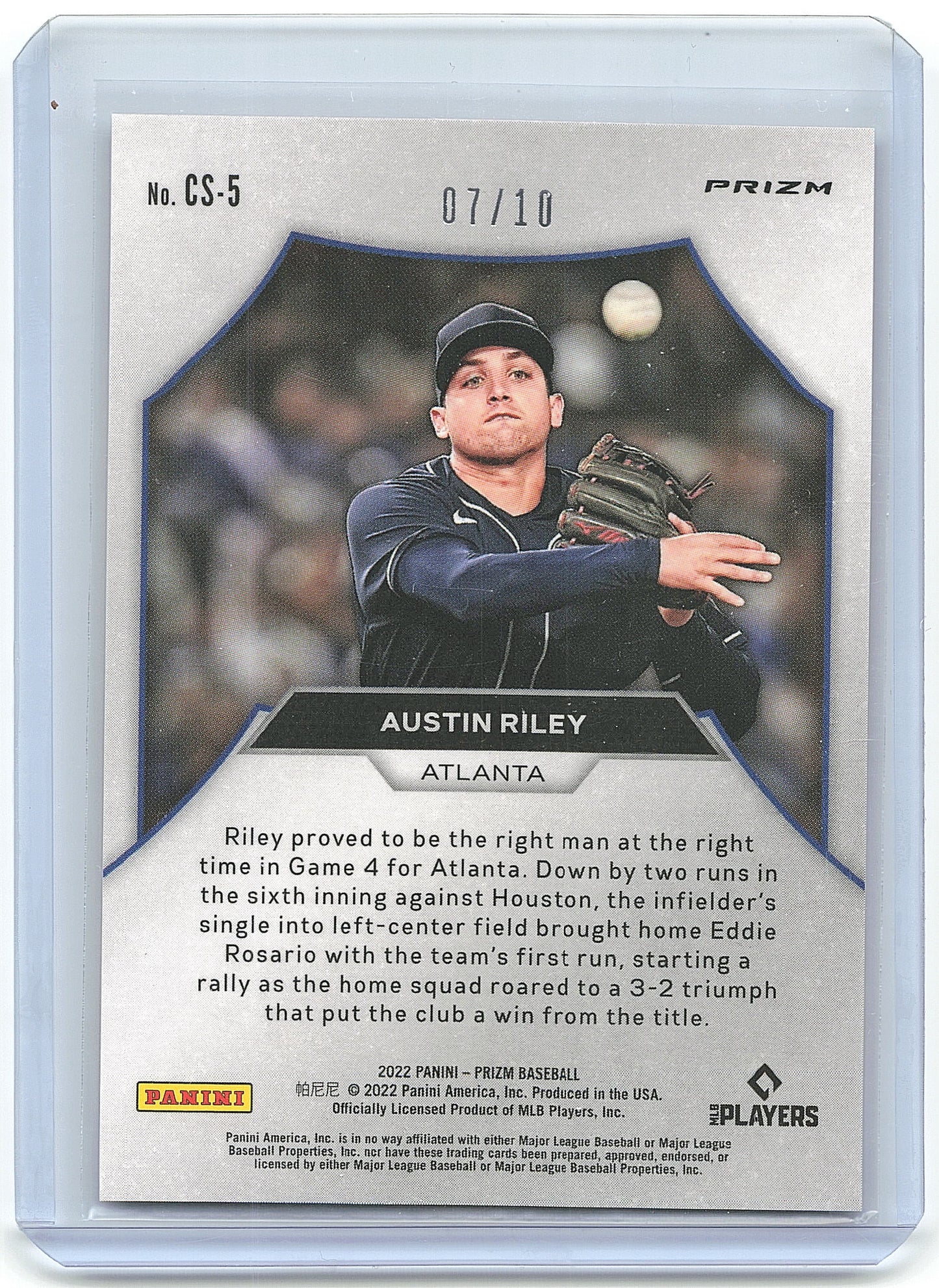 2022 Panini Prizm Baseball Austin Riley 07/10 Championship Stage 07/10 #CS-5