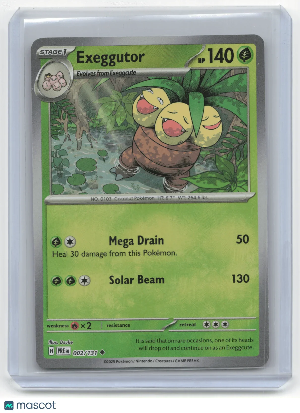 2025 Pokemon Exeggutor Prismatic Evolutions #002/131 MasterBall Holo - Papa Joey's Collectibles