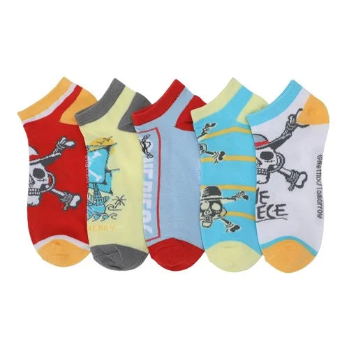 One Piece Straw Hat Pirates Pastel Striped Ankle Socks 5-Pack