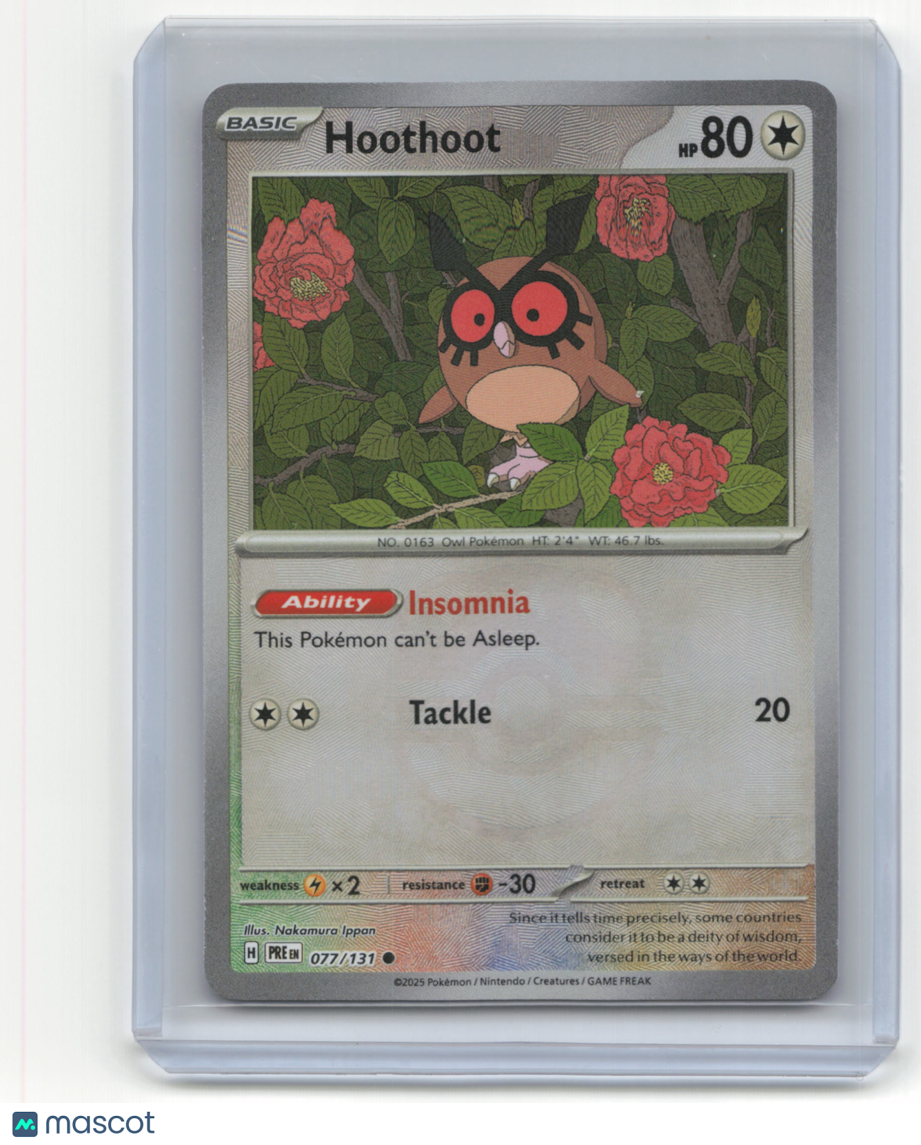 2025 Pokemon TCG Hoothoot Prismatic Evolutions #077/131 MasterBall Holo