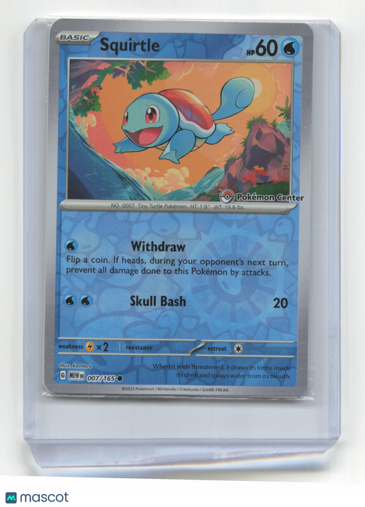 2023 Squirtle Pokemon 151 #007/165 Pokemon Center Stamped Sealed