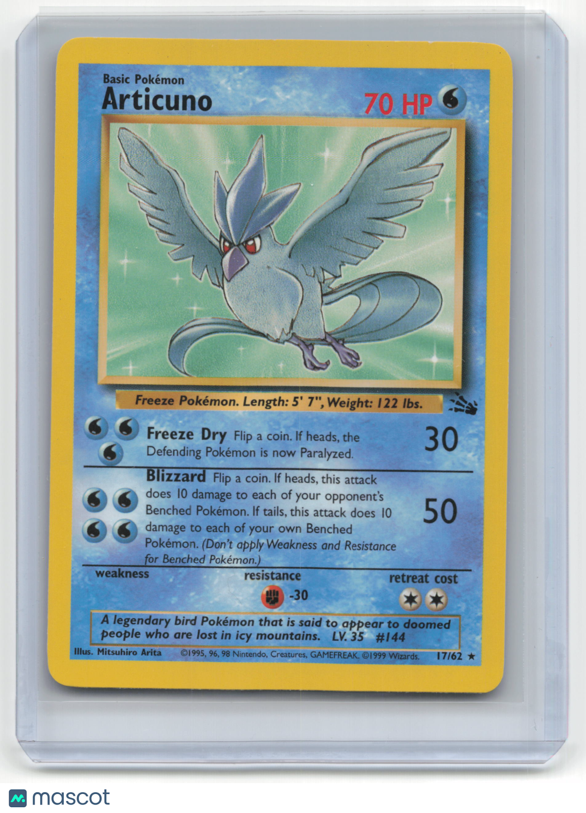 1999 Pokemon TCG Articuno Fossil #17/62 Lightly Played Basic