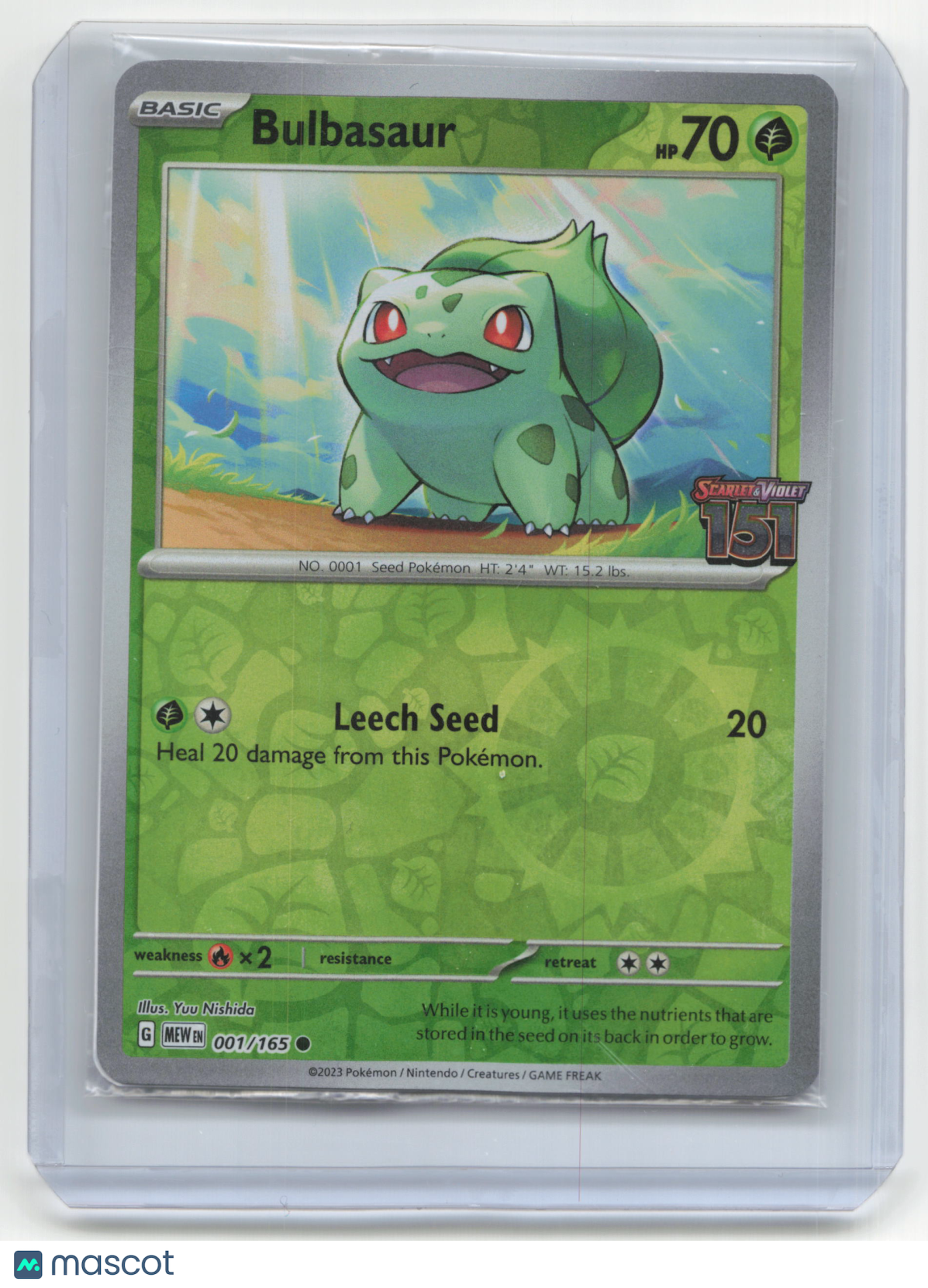 2023 Bulbasaur Pokemon 151 #001/165 Sealed Promo