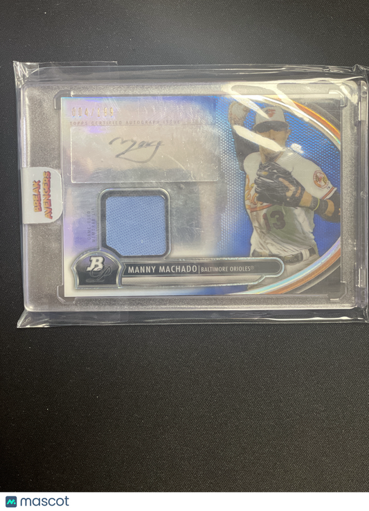 2013 Bowman Baseball Manny Machado Autograph Patch /199