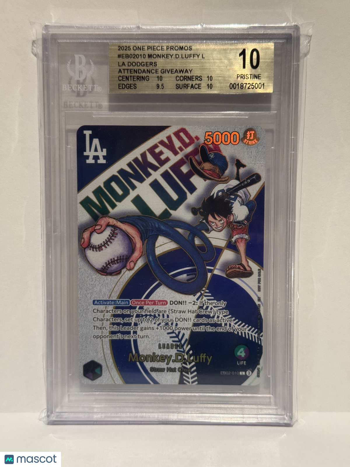 2025 Bandai One Piece Card Game Promos Gaming Monkey.D.Luffy #EB02-010 BGS 10
