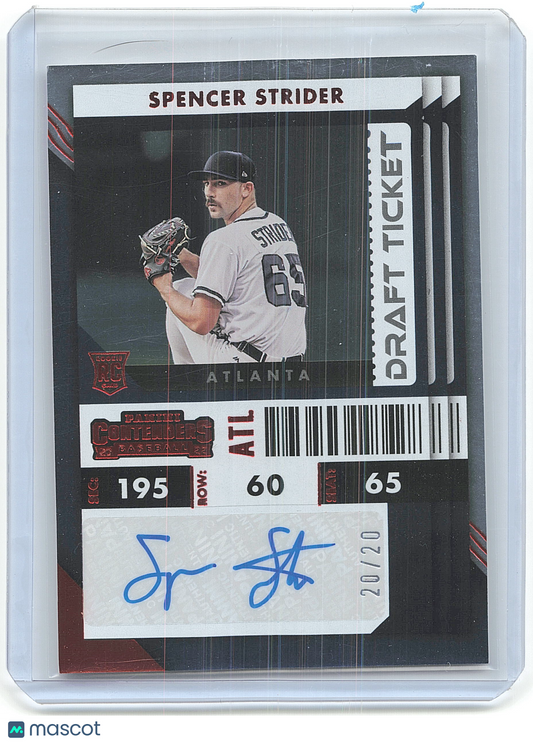 2022 Panini Contenders Baseball Spencer Strider 20/20 RC #46