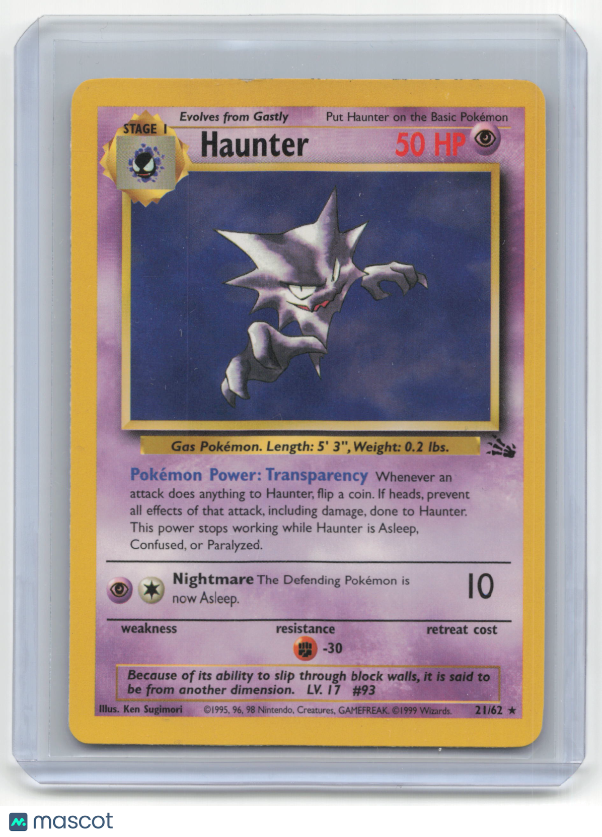 1999 Pokemon TCG Haunter Fossil #21/62 Light Played Unlimited