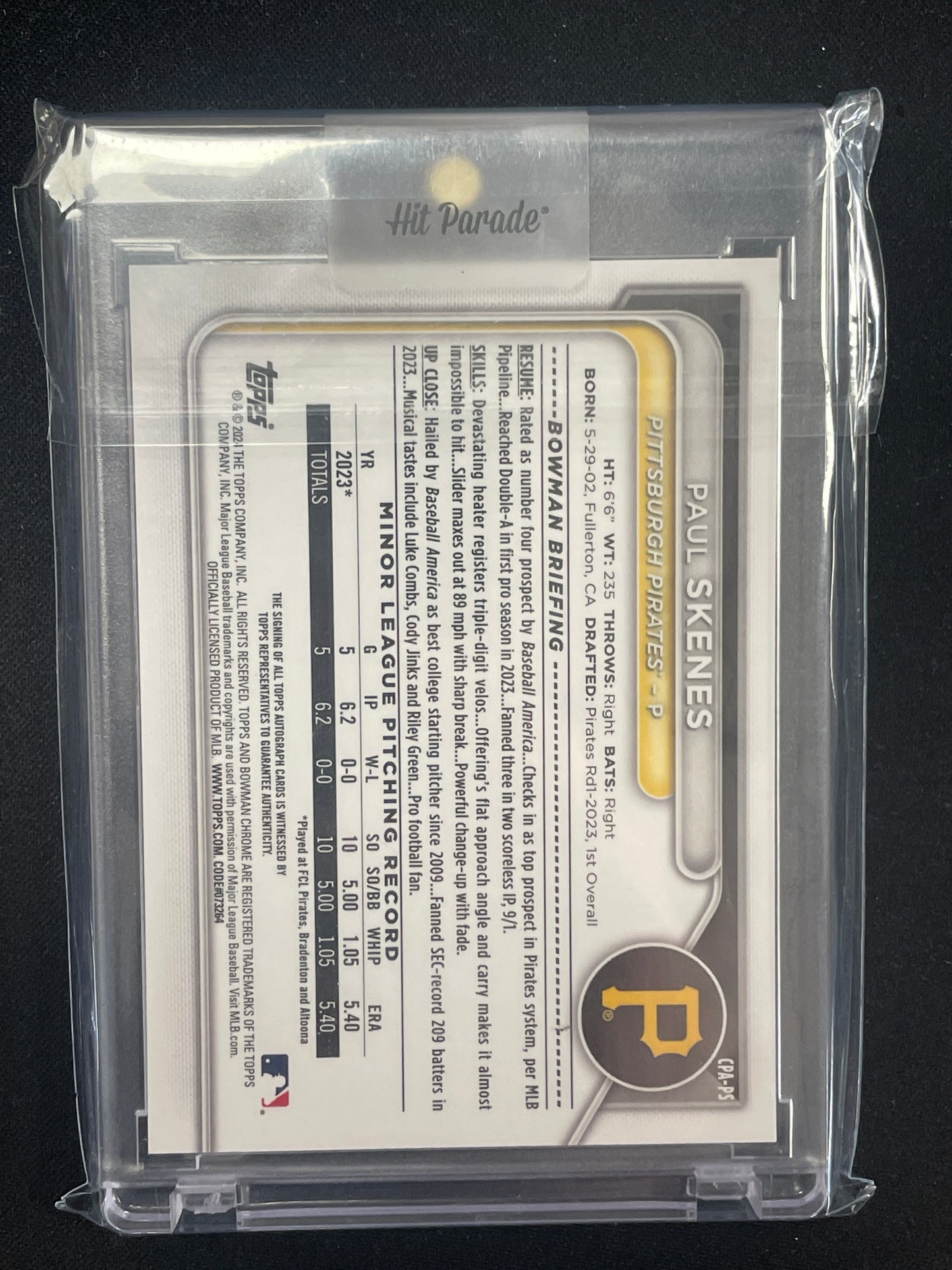 2023 Bowman Chrome Baseball Paul Skenes Autograph