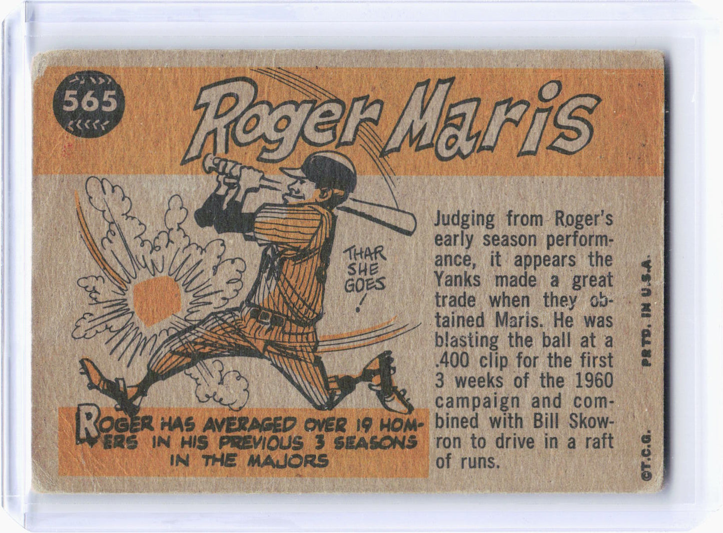 Topps 1960 Sport Magazine '60 All-Star Selection Baseball—Roger Maris #565 —Poor