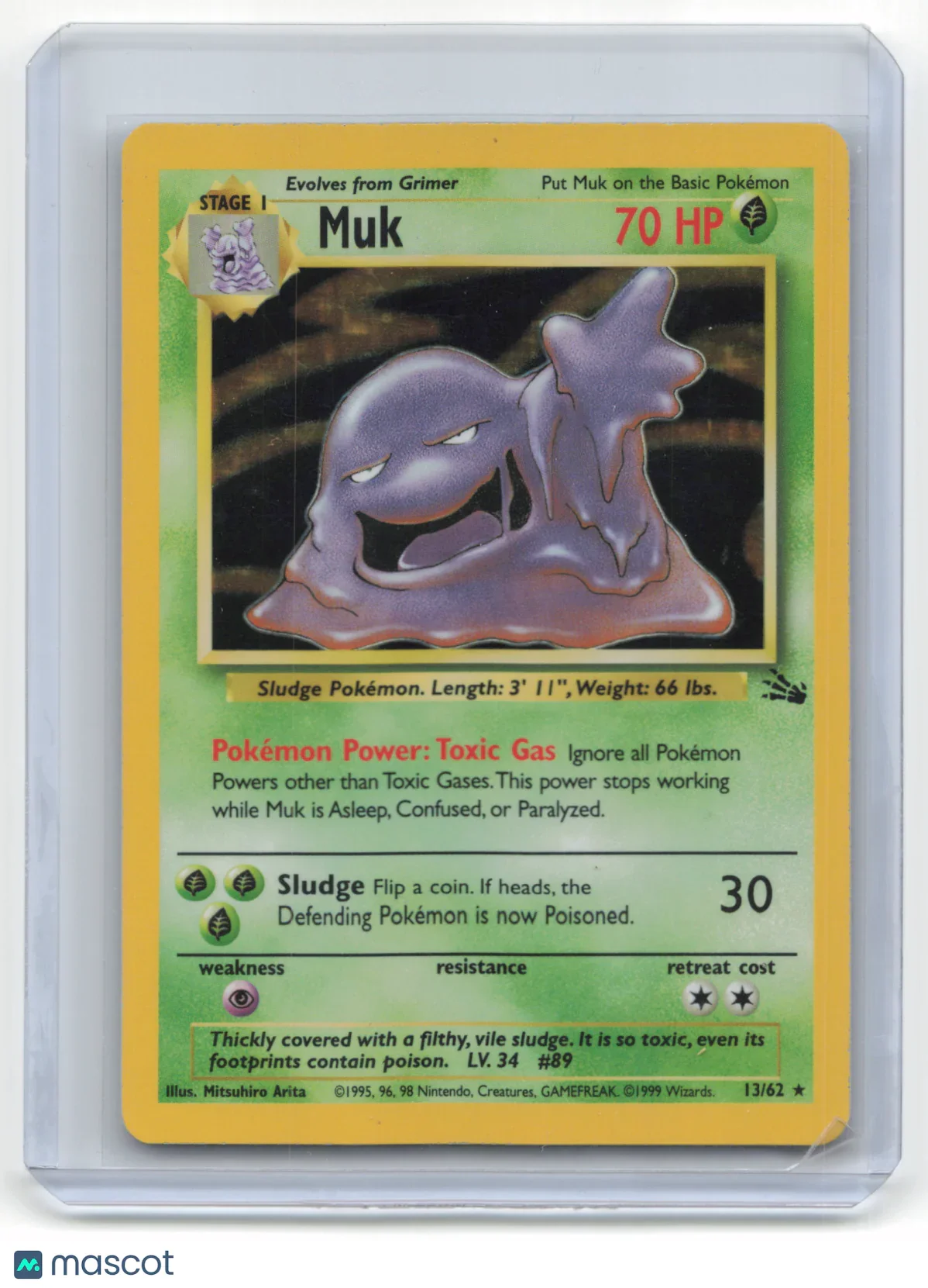 1999 Pokemon Muk Fossil #13/62 Holo Lightly Played - Papa Joey's Collectibles