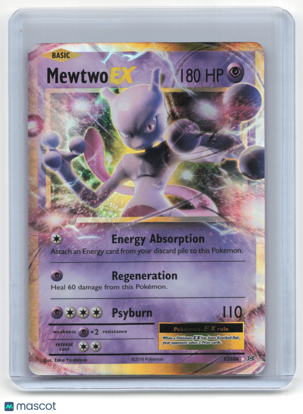 2016 Pokemon TCG Mewtwo EX XY Evolutions #52/108