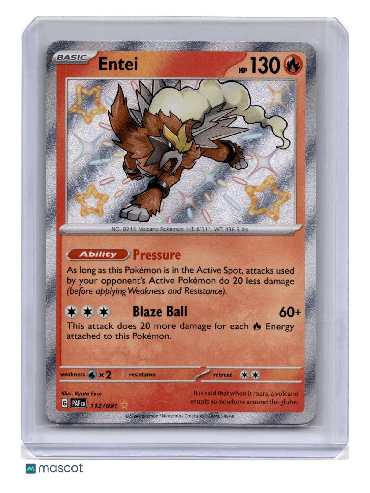 2024 Pokemon TCG Entei Scarlet & Violet Paldean Fates #112/091 - Papa Joey's Collectibles
