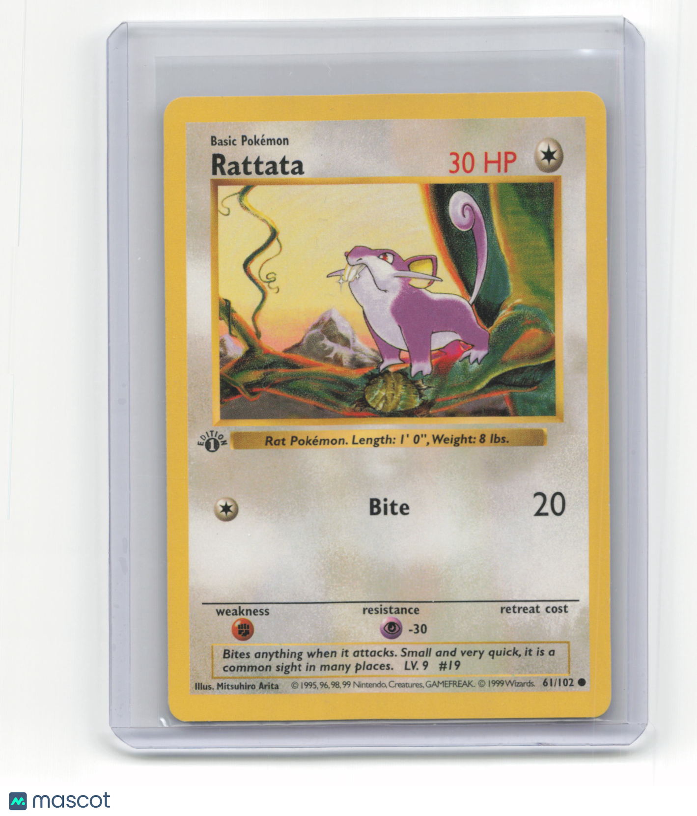 1999 Pokemon TCG Rattata Base Set #61/102 1st Edition Shadowless
