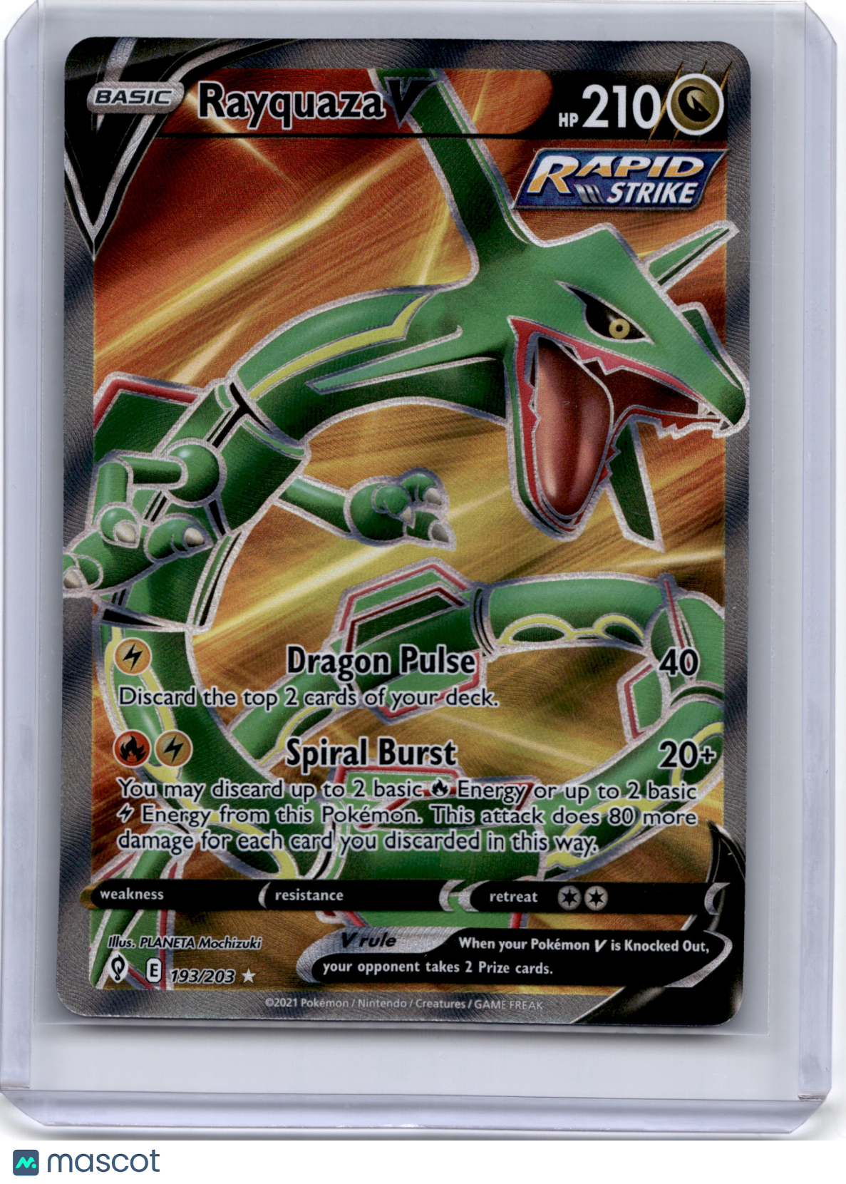 2021 Pokemon TCG Rayquaza V Sword & Shield Evolving Skies #193/203
