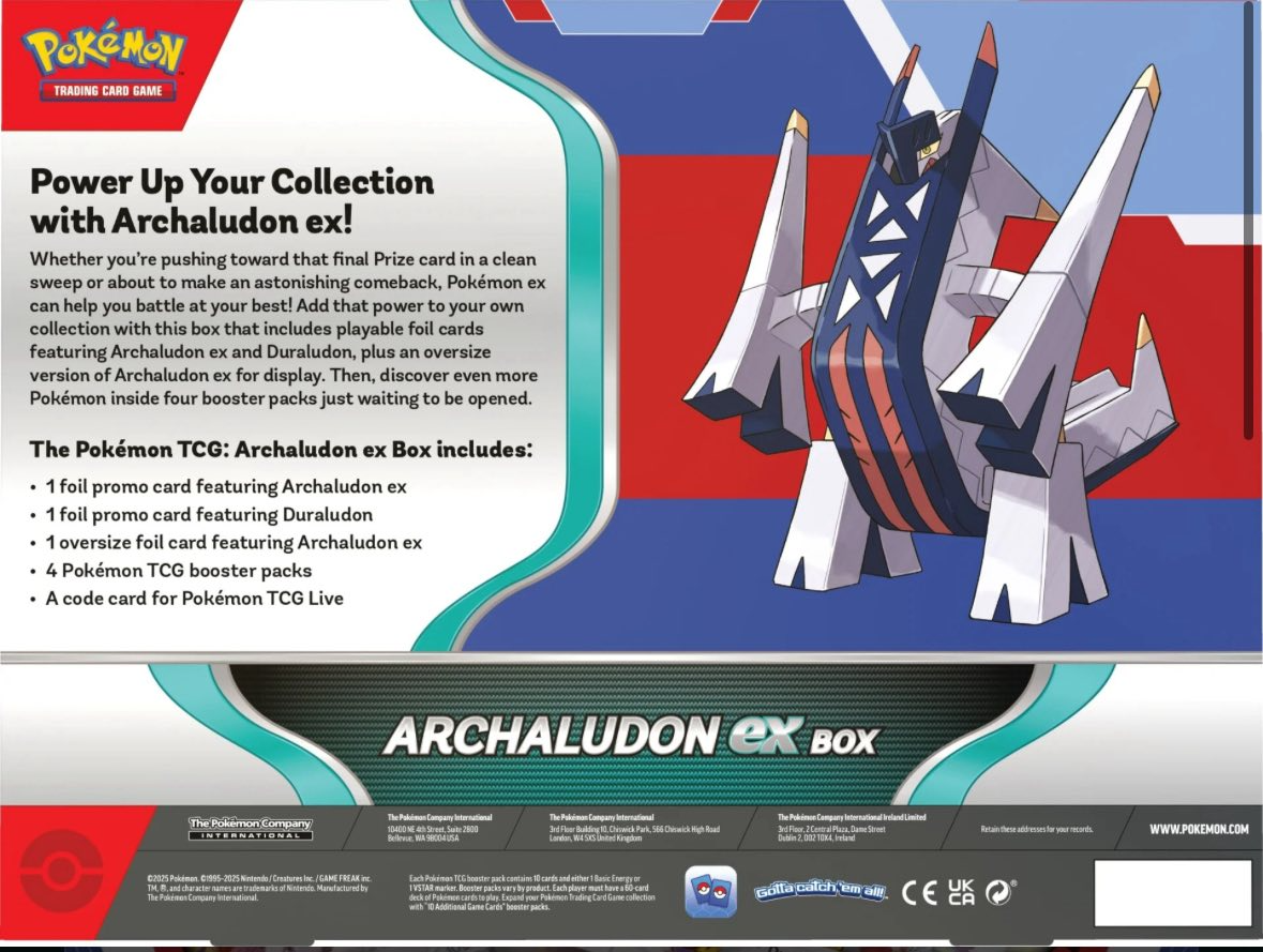 2025 Pokémon TCG: Archaludon ex Box