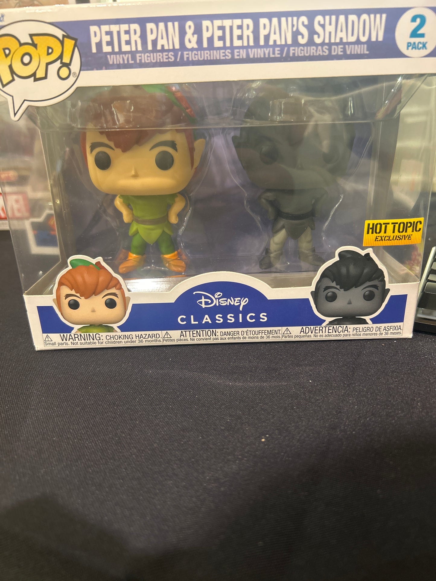 POP! PETER PAN & PETER PAN'S SHADOW 2 PACK HOT TOPIC EXCLUSIVE