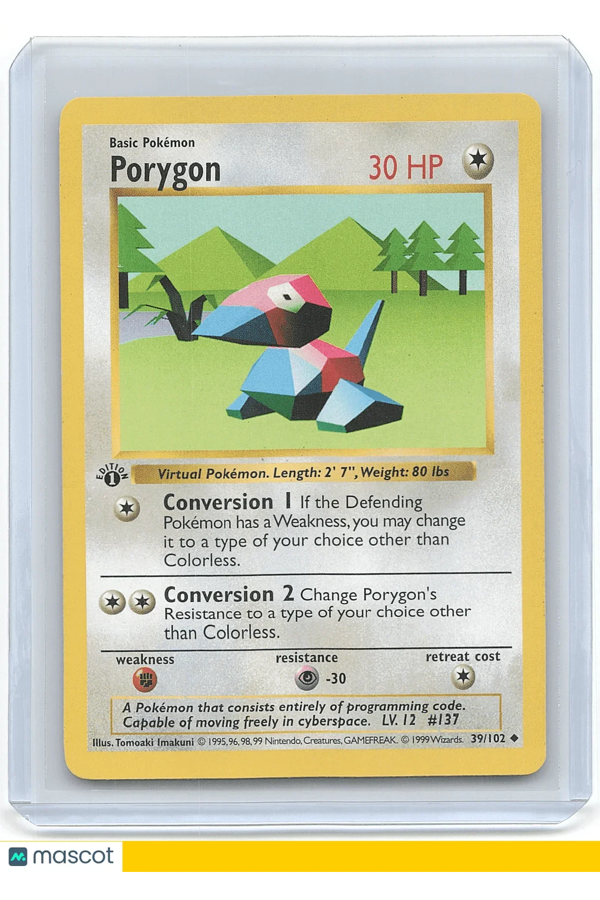 1999 Pokemon Porygon #39/102 39/102 - Papa Joey's Collectibles