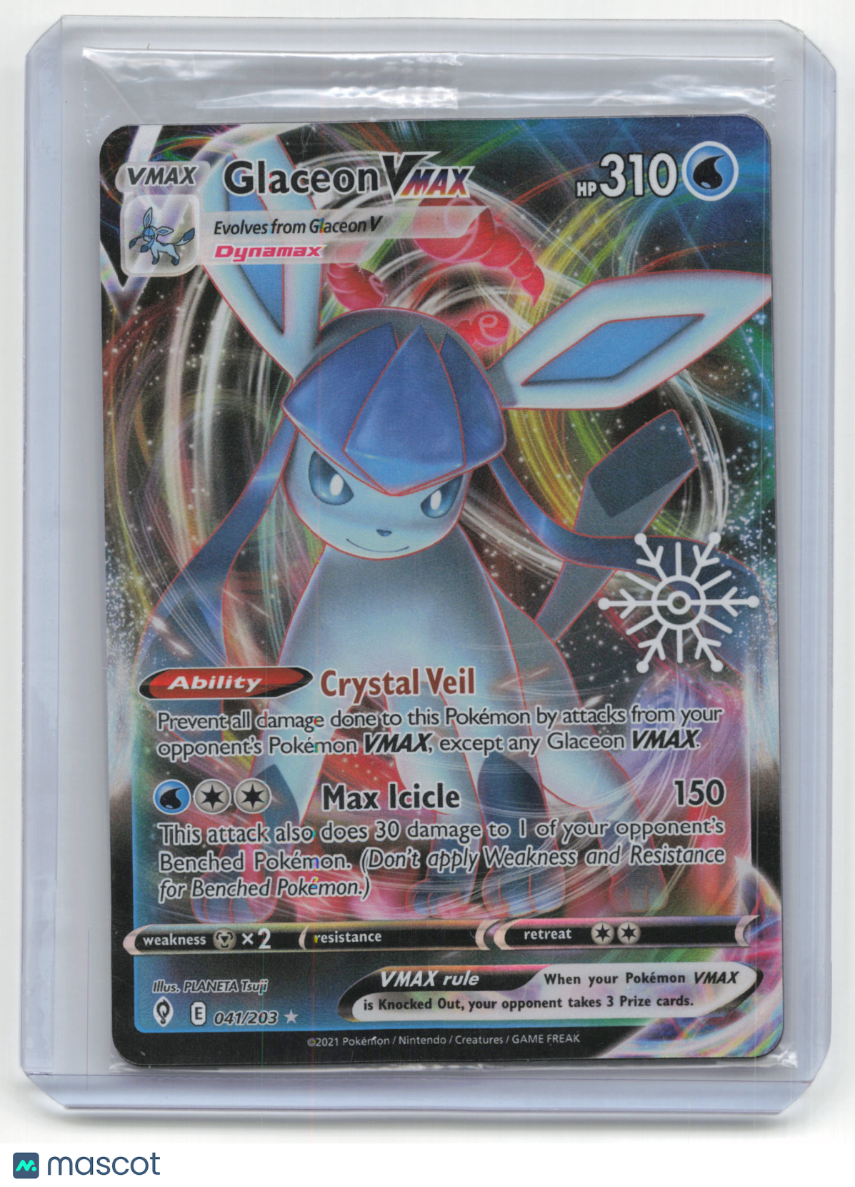 2021 Pokemon TCG Glaceon VMAX SWSH Holiday Promo #041/203