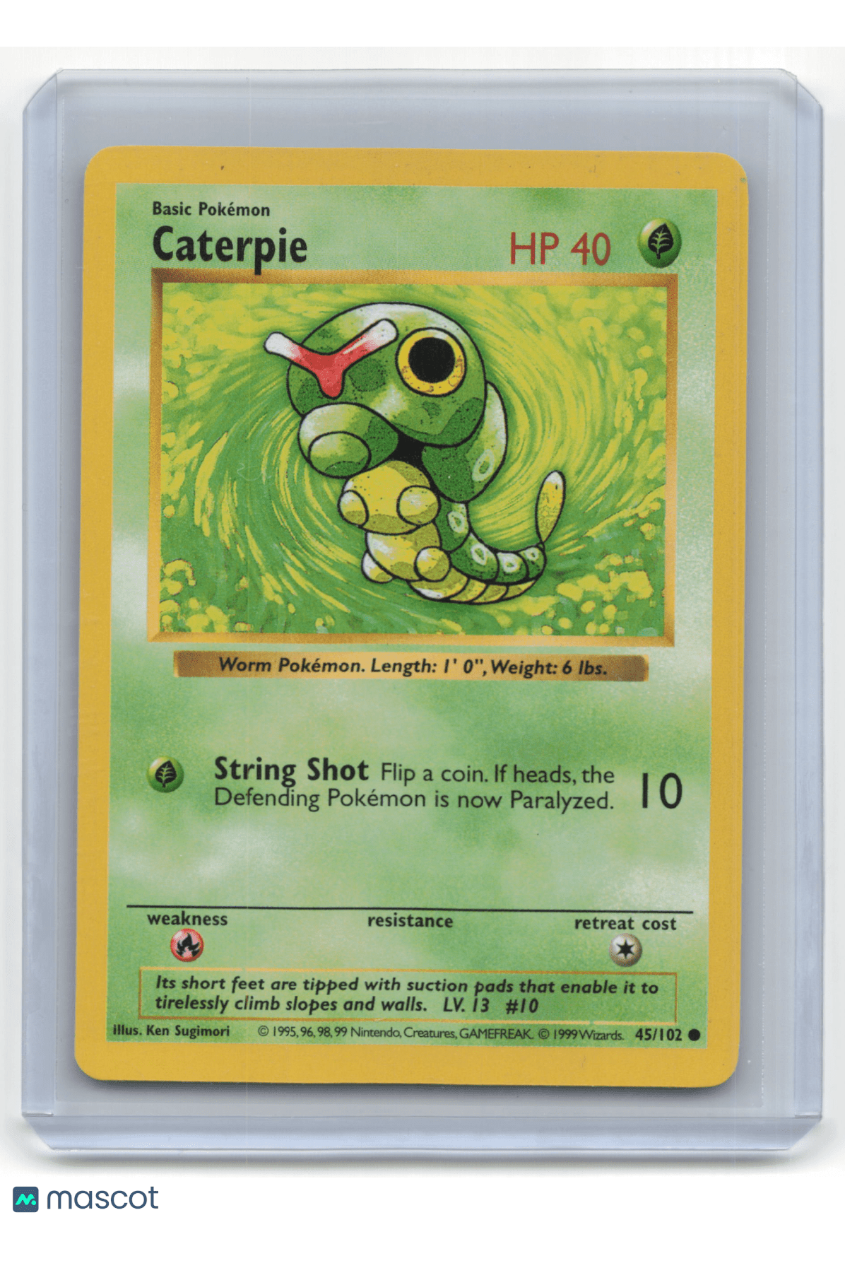 Pokemon TCG Caterpie 1999 Pokemon Base Set #45/102 English Shadowless TCG/CCG