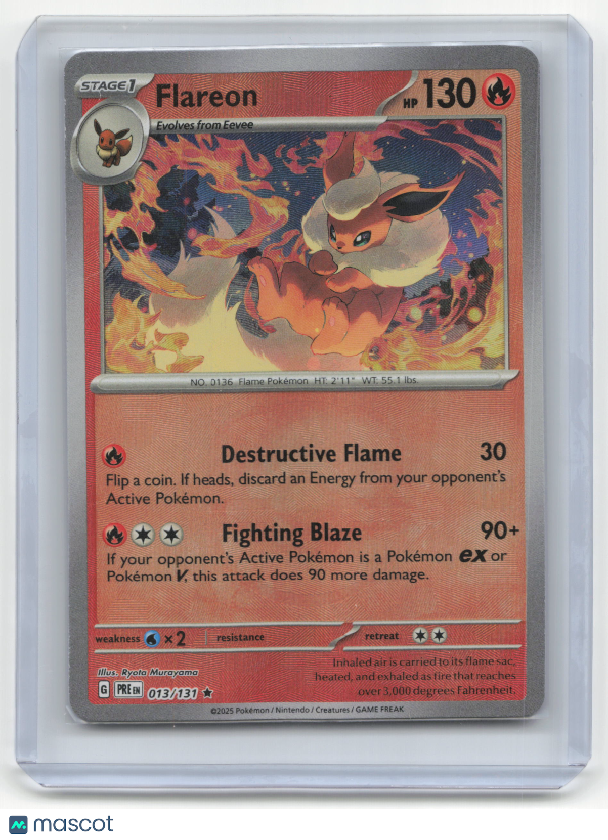 2025 Pokemon TCG Flareon Prismatic Evolutions #013/131 Masterball Holo - Papa Joey's Collectibles