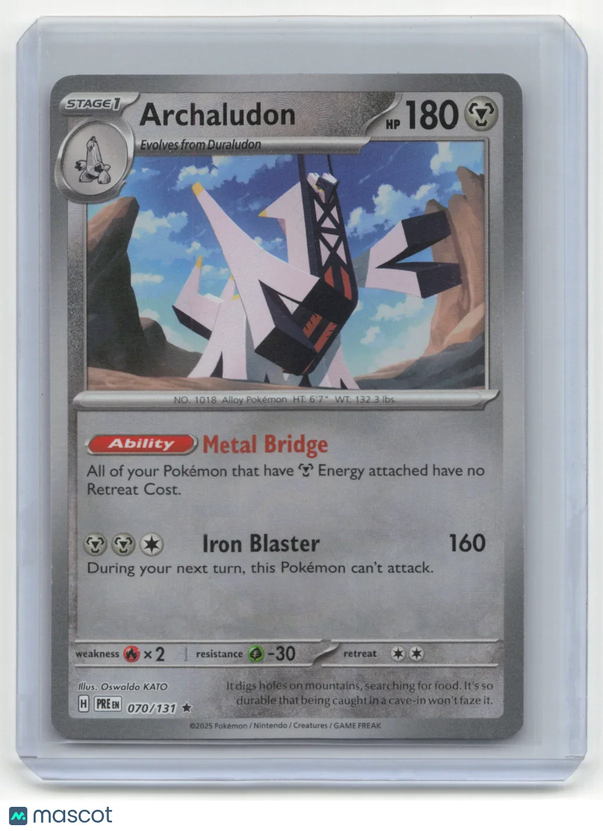 2025 Pokemon TCG Archaludon Prismatic Evolutions #070/131 MasteBall Holo - Papa Joey's Collectibles