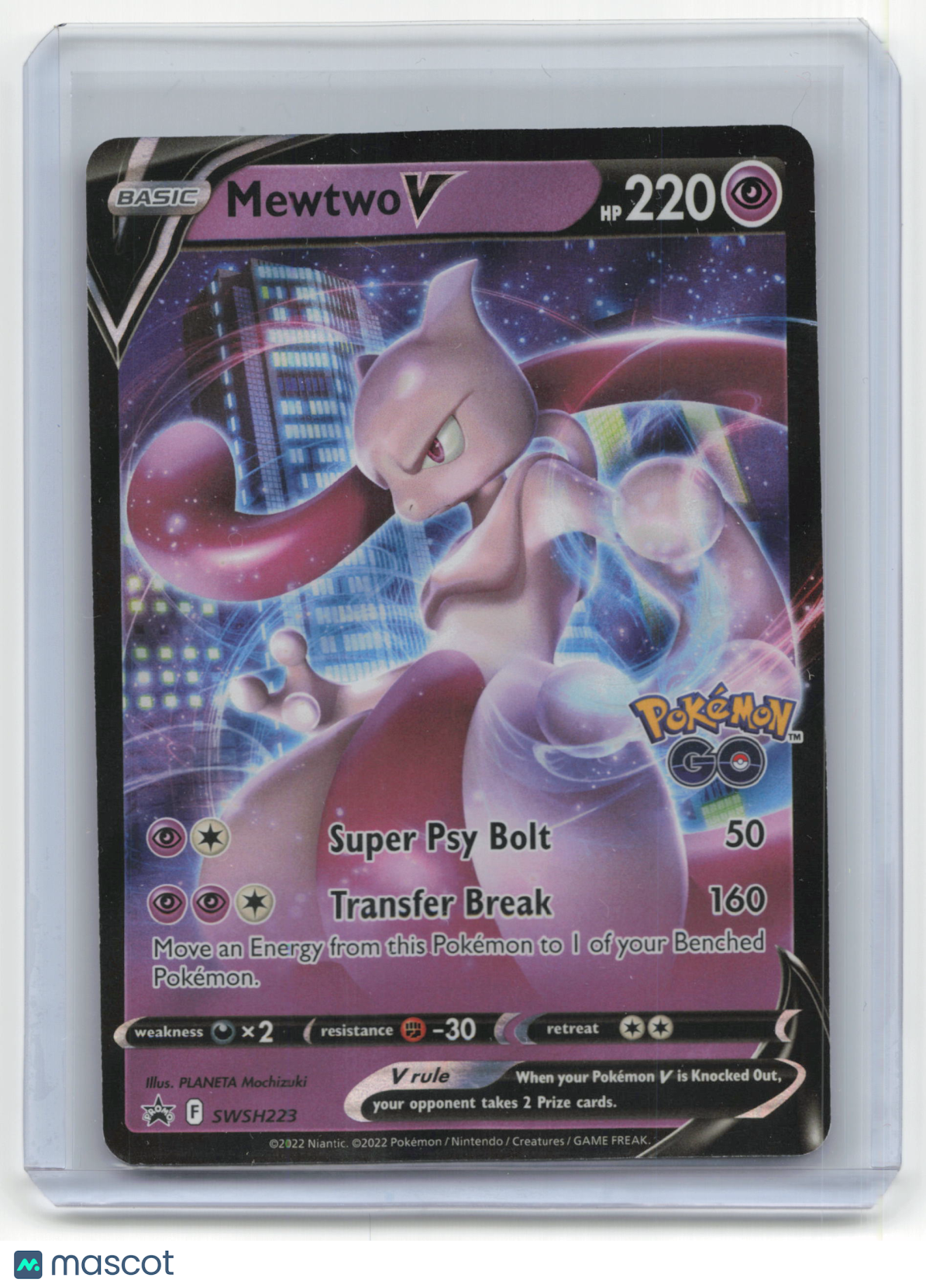 2022 Pokemon Mewtwo V Pokémon GO #SWSH223 Near Mint