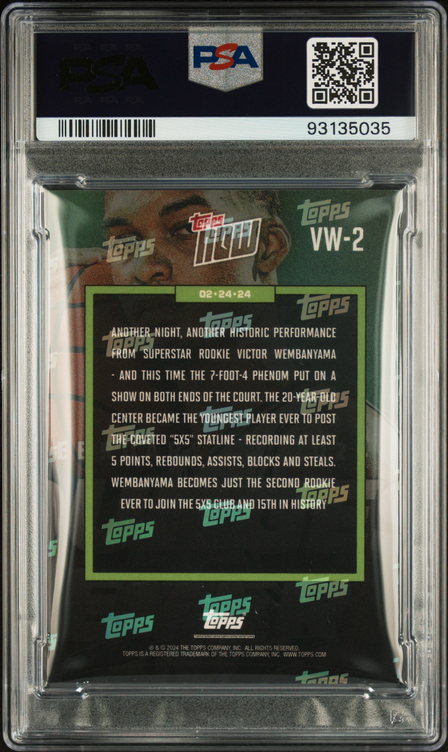 2023 Topps Now Basketball Victor Wembanyama #VW2 PSA 10 - Papa Joey's Collectibles